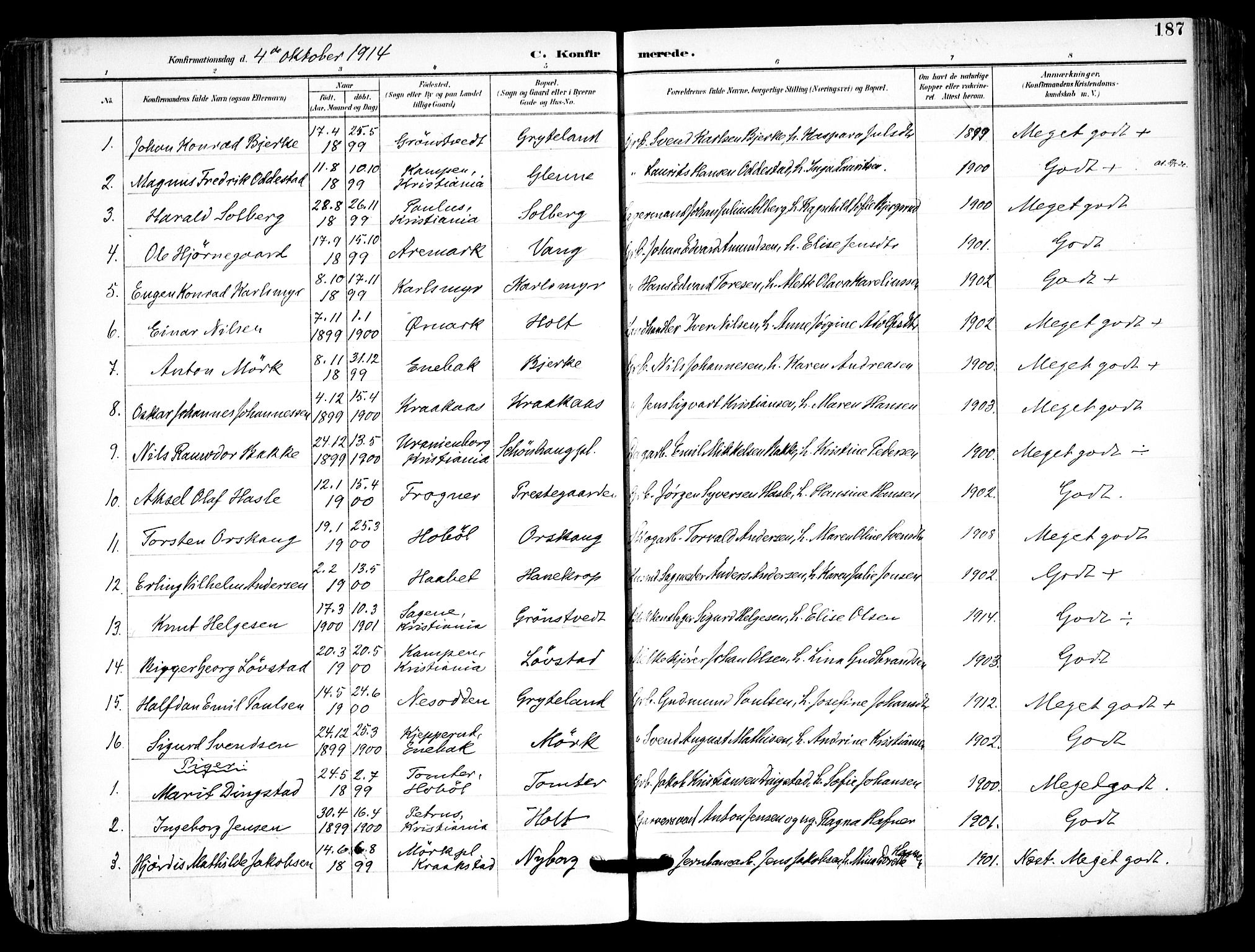 Kråkstad prestekontor Kirkebøker, SAO/A-10125a/F/Fa/L0010: Parish register (official) no. I 10, 1893-1931, p. 187