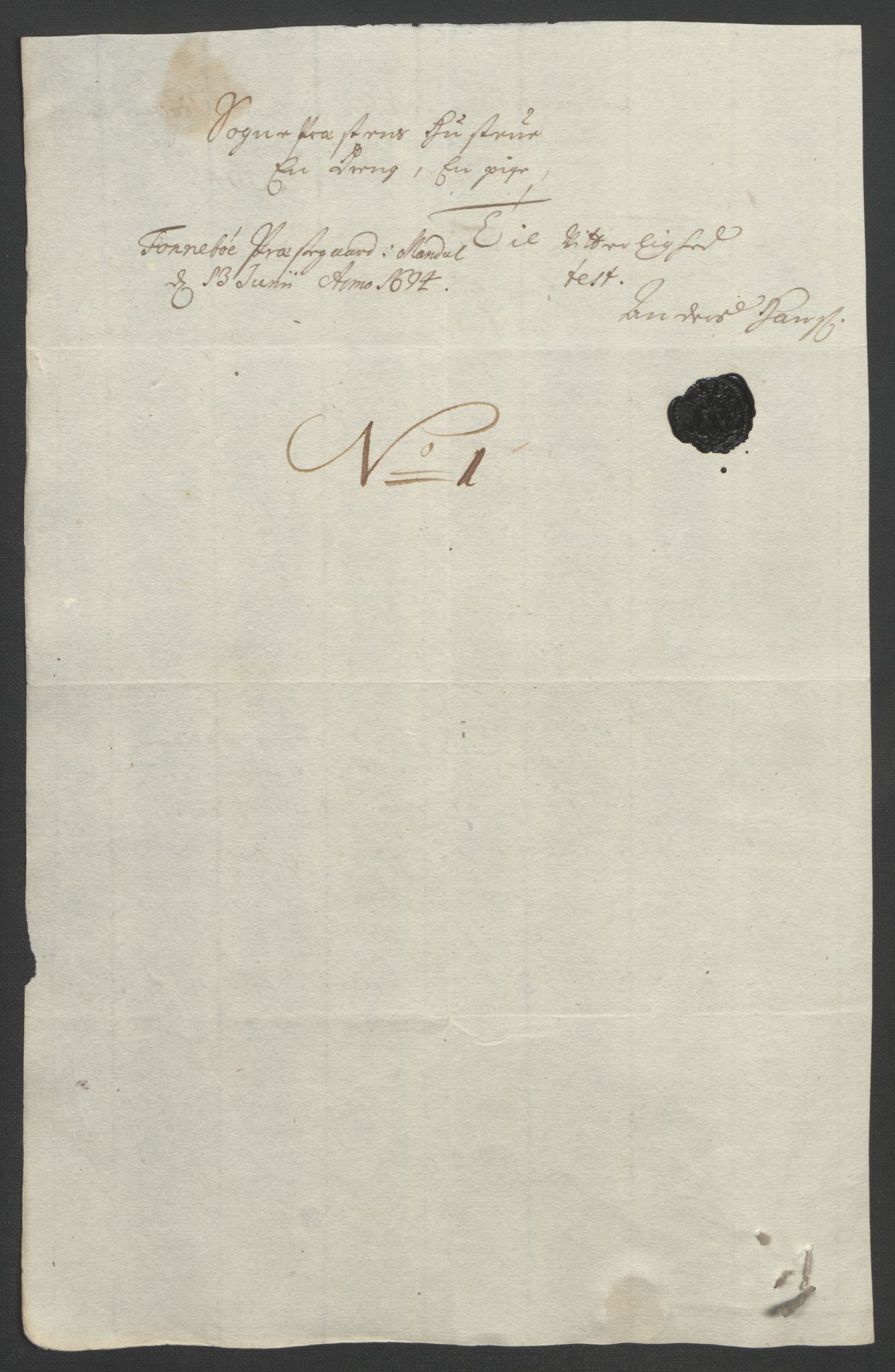 Rentekammeret inntil 1814, Reviderte regnskaper, Fogderegnskap, AV/RA-EA-4092/R43/L2545: Fogderegnskap Lista og Mandal, 1694-1695, p. 107