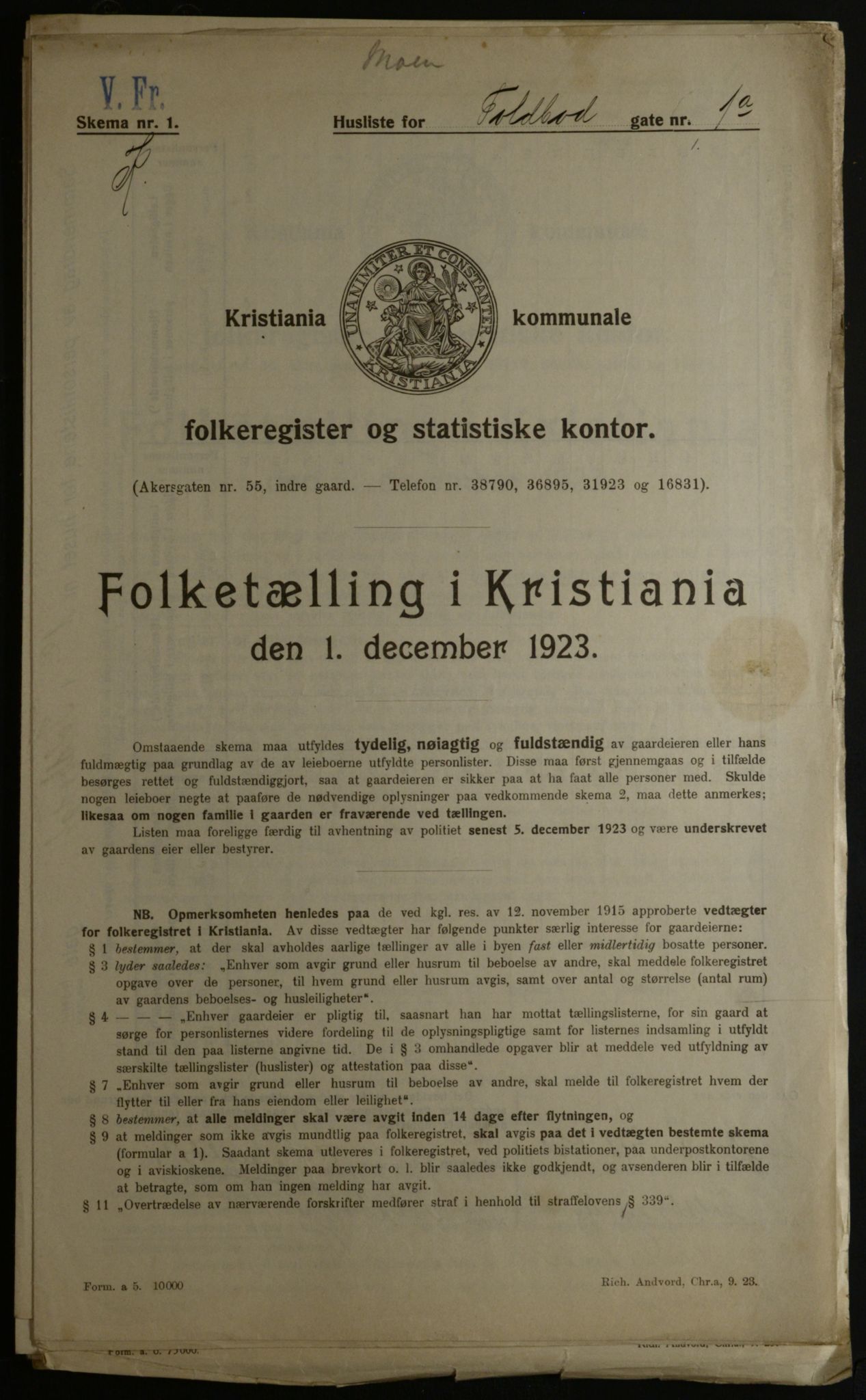 OBA, Municipal Census 1923 for Kristiania, 1923, p. 124934