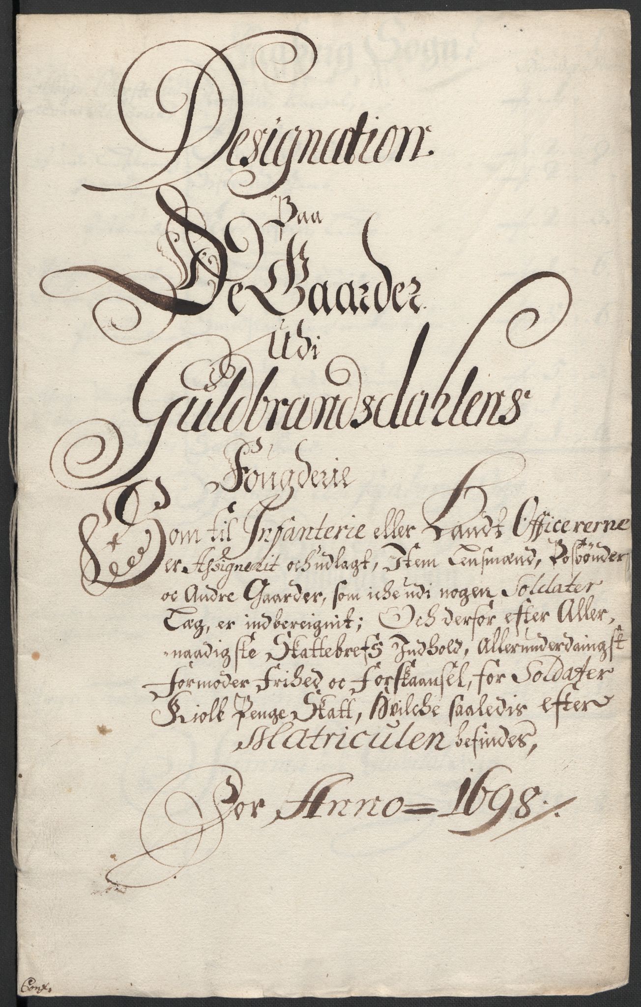 Rentekammeret inntil 1814, Reviderte regnskaper, Fogderegnskap, RA/EA-4092/R17/L1171: Fogderegnskap Gudbrandsdal, 1698, p. 213