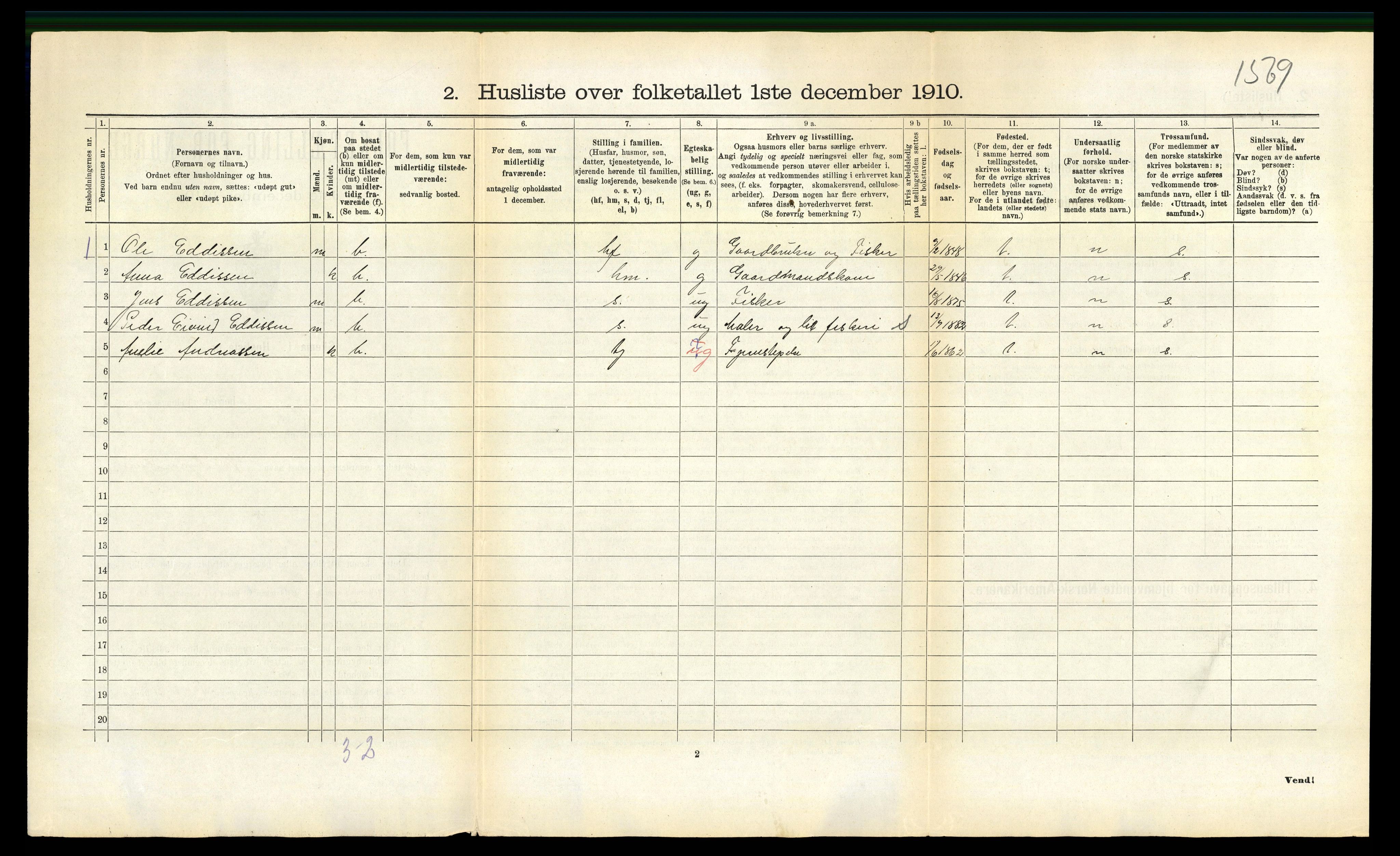RA, 1910 census for Leiranger, 1910, p. 382