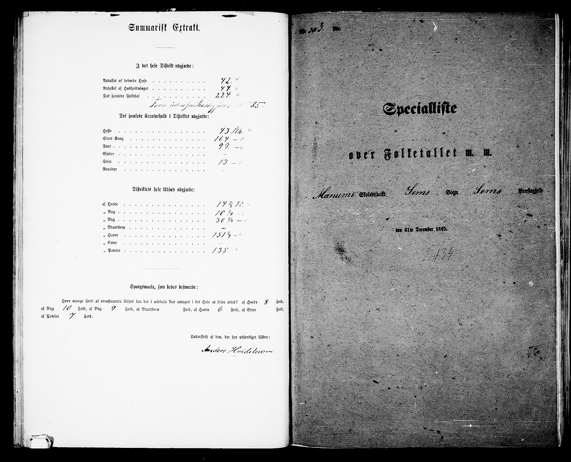 RA, 1865 census for Sem, 1865, p. 37