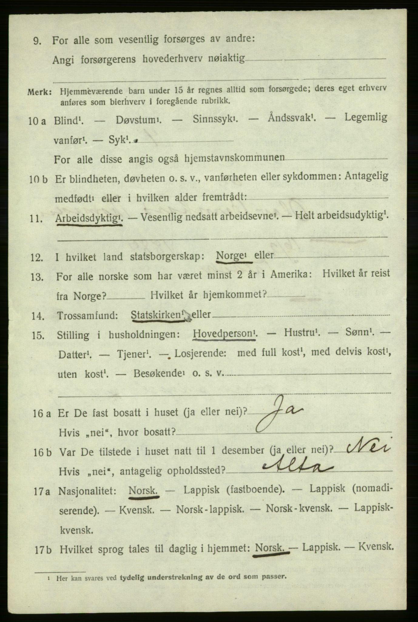 SATØ, 1920 census for Talvik, 1920, p. 3295