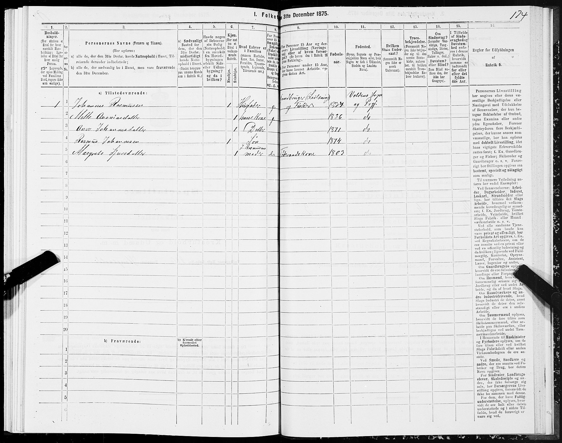 SAT, 1875 census for 1519P Volda, 1875, p. 6174