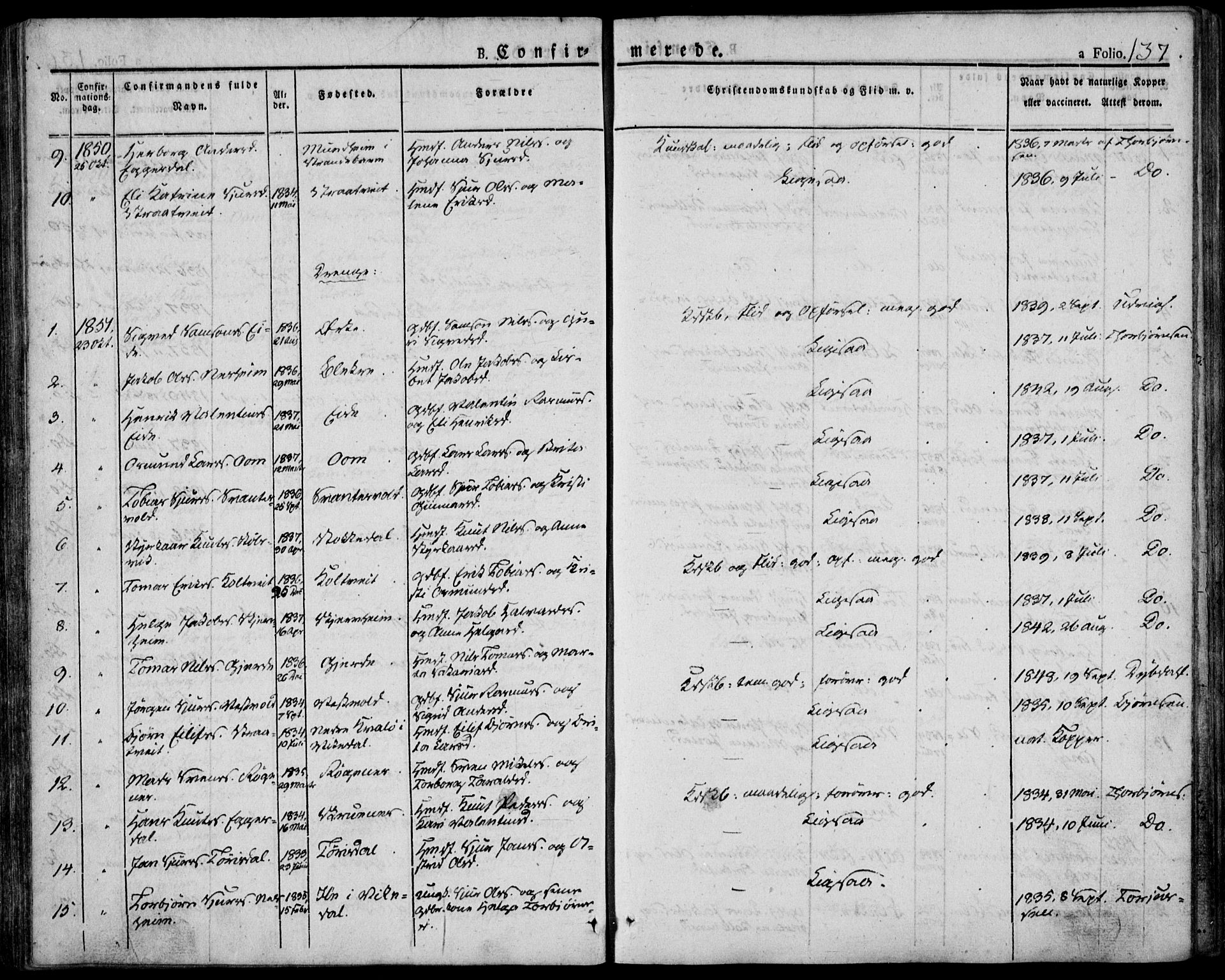 Skjold sokneprestkontor, AV/SAST-A-101847/H/Ha/Haa/L0005: Parish register (official) no. A 5, 1830-1856, p. 137