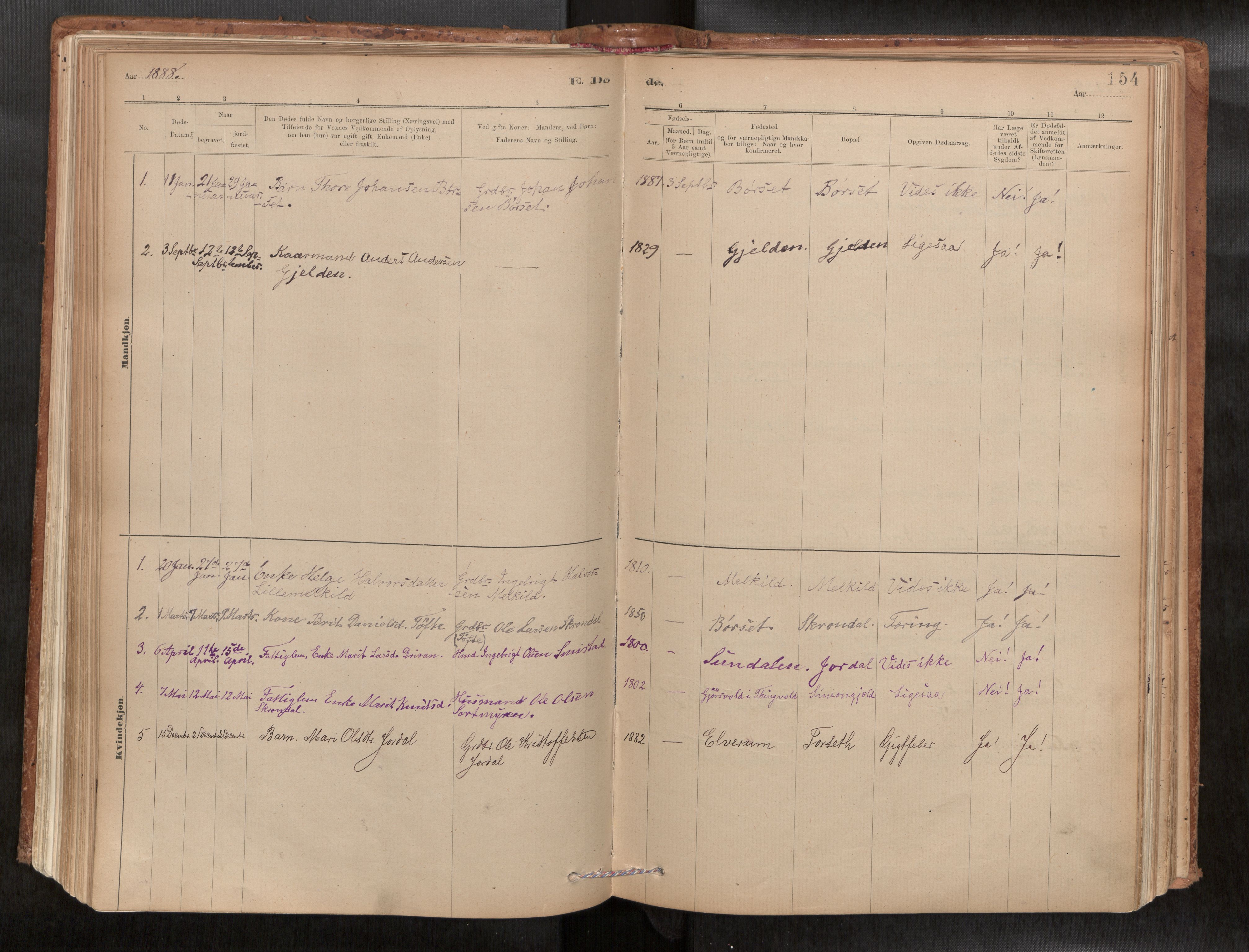 Ministerialprotokoller, klokkerbøker og fødselsregistre - Møre og Romsdal, SAT/A-1454/588/L1006: Parish register (official) no. 588A03, 1886-1912, p. 154