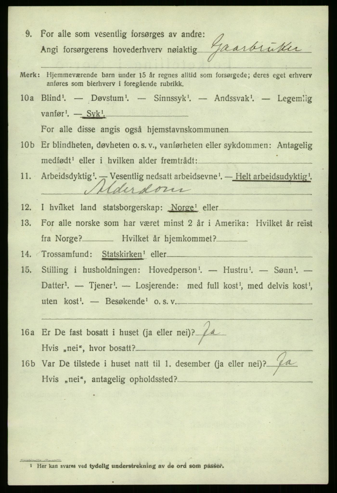 SAB, 1920 census for Gulen, 1920, p. 3500