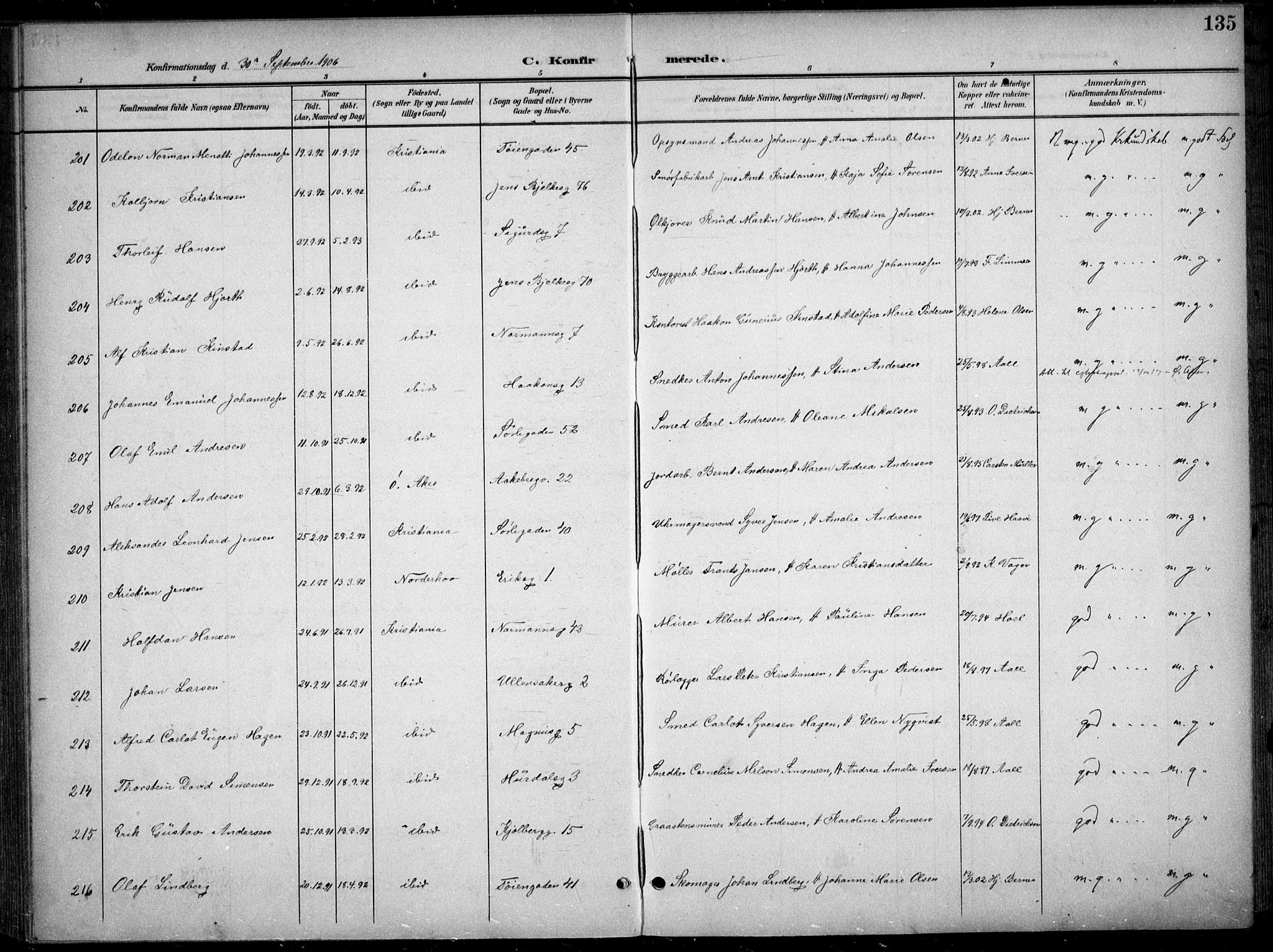 Kampen prestekontor Kirkebøker, SAO/A-10853/F/Fa/L0009: Parish register (official) no. I 9, 1899-1911, p. 135