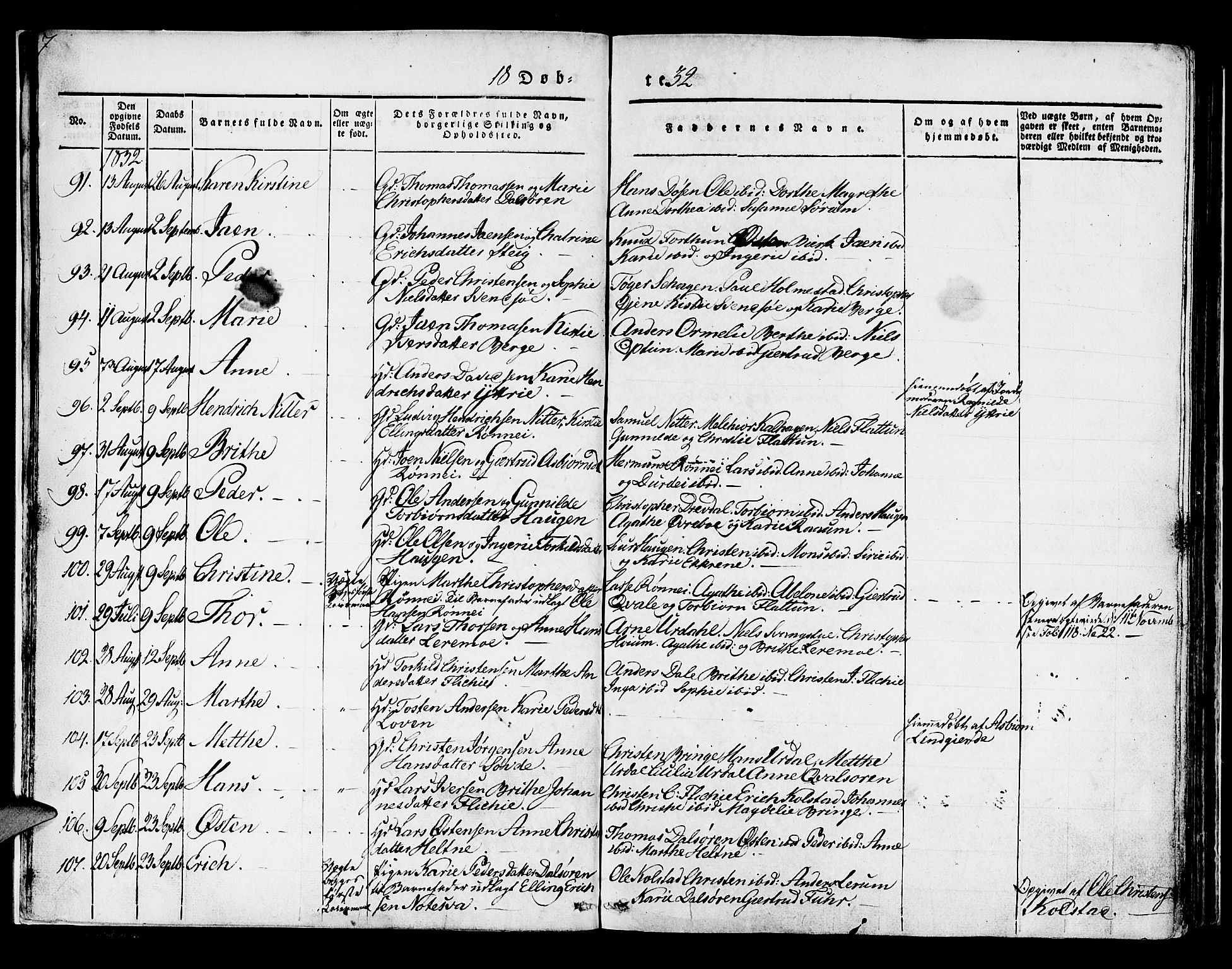 Luster sokneprestembete, SAB/A-81101/H/Haa/Haaa/L0005: Parish register (official) no. A 5, 1831-1841, p. 7