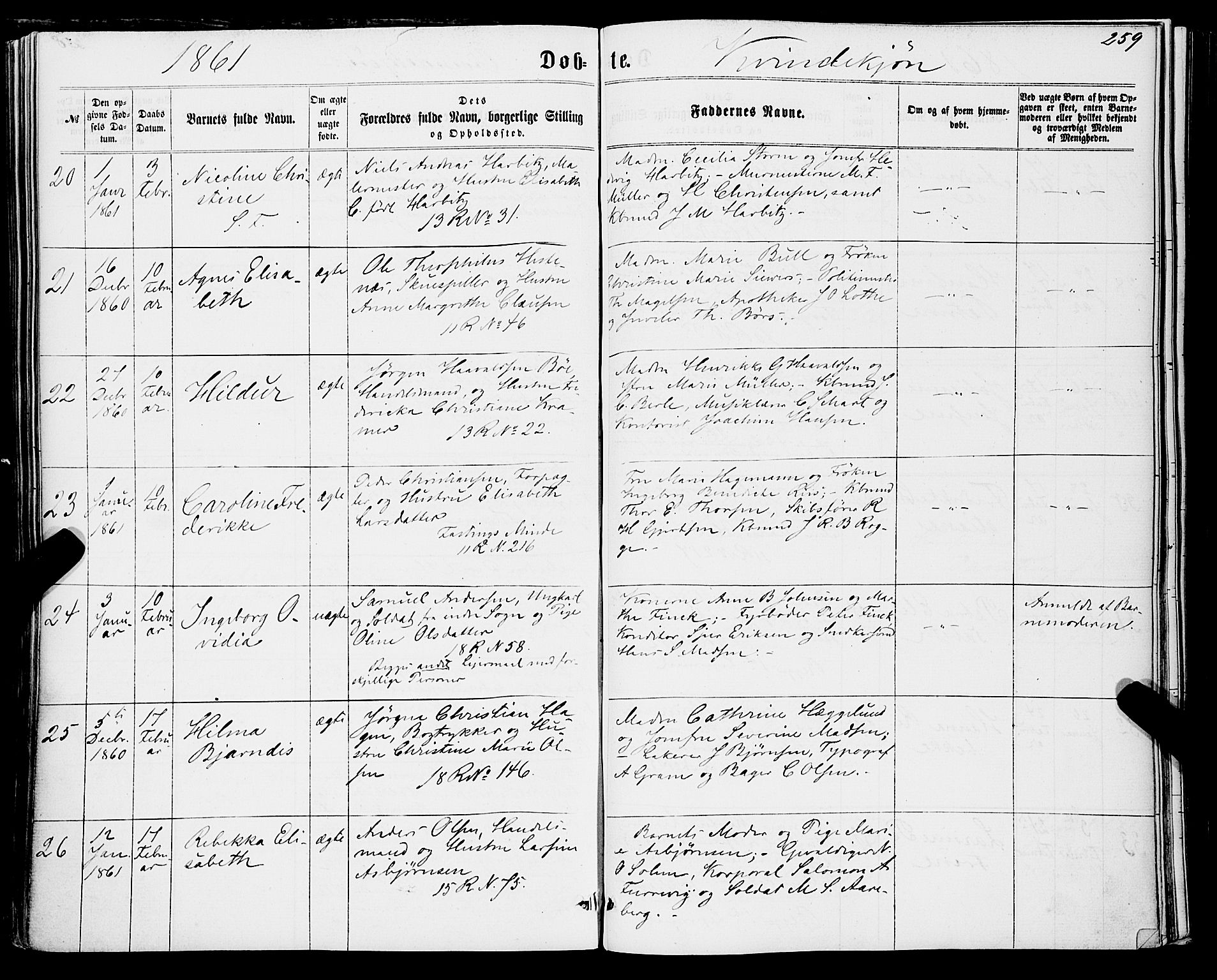 Domkirken sokneprestembete, SAB/A-74801/H/Haa/L0021: Parish register (official) no. B 4, 1859-1871, p. 259