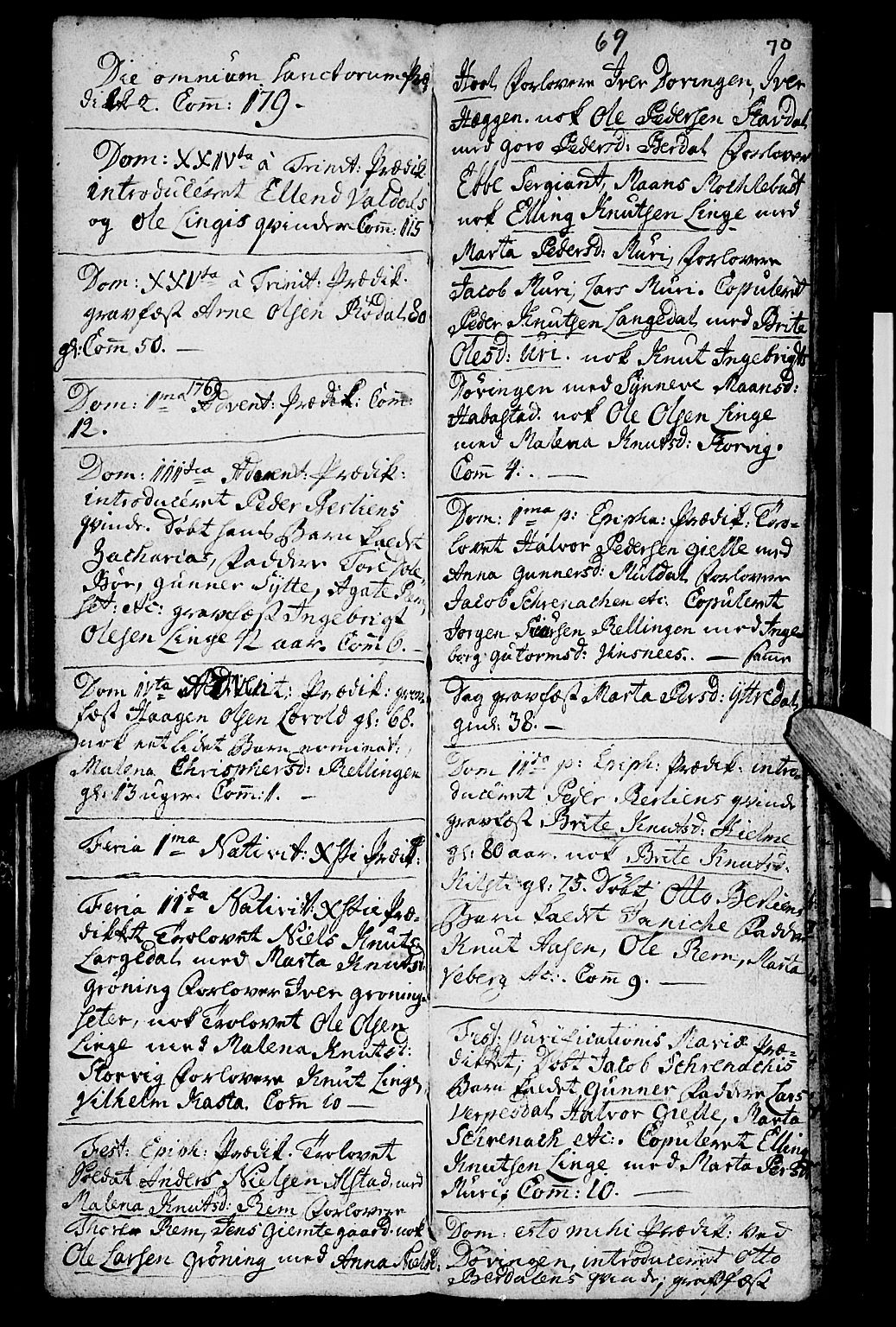 Ministerialprotokoller, klokkerbøker og fødselsregistre - Møre og Romsdal, SAT/A-1454/519/L0243: Parish register (official) no. 519A02, 1760-1770, p. 69-70