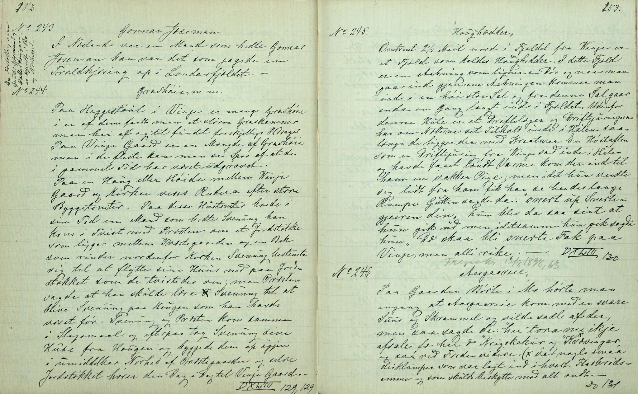 Rikard Berge, TEMU/TGM-A-1003/F/L0007/0008: 251-299 / 258 Bø. Samlet af H. N. Tvedten, 1894, p. 152-153