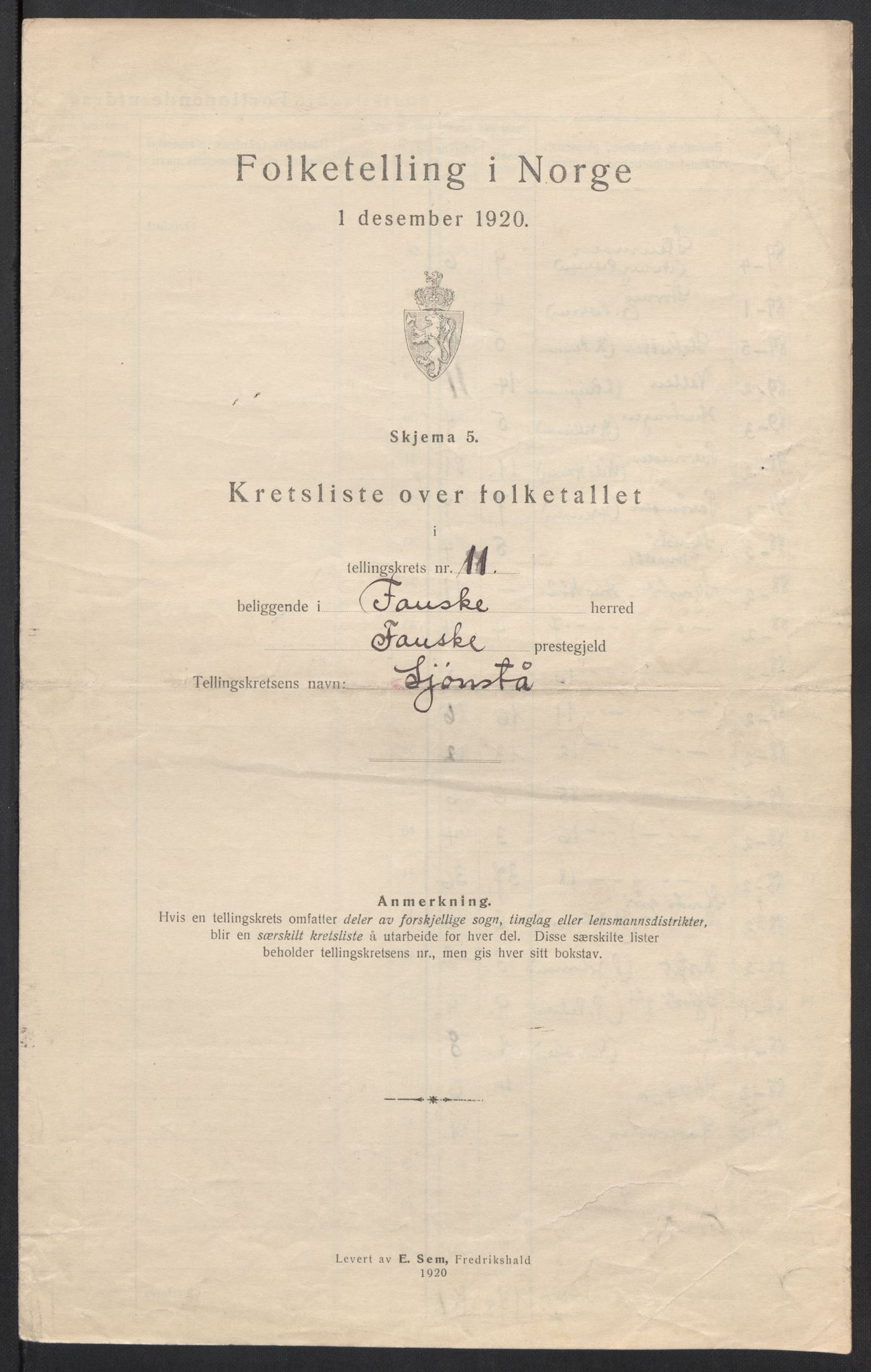 SAT, 1920 census for Fauske, 1920, p. 36