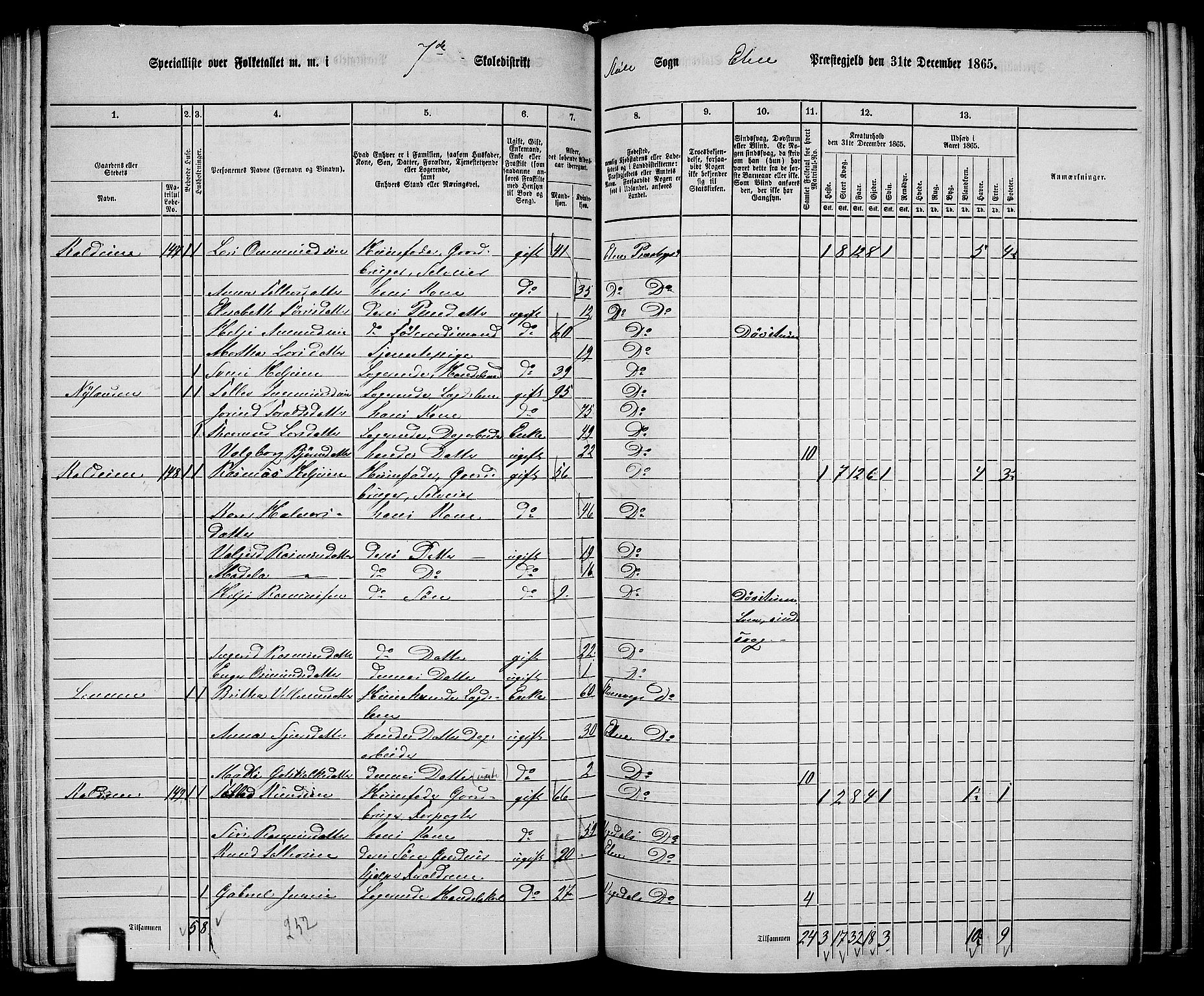 RA, 1865 census for Etne, 1865, p. 111