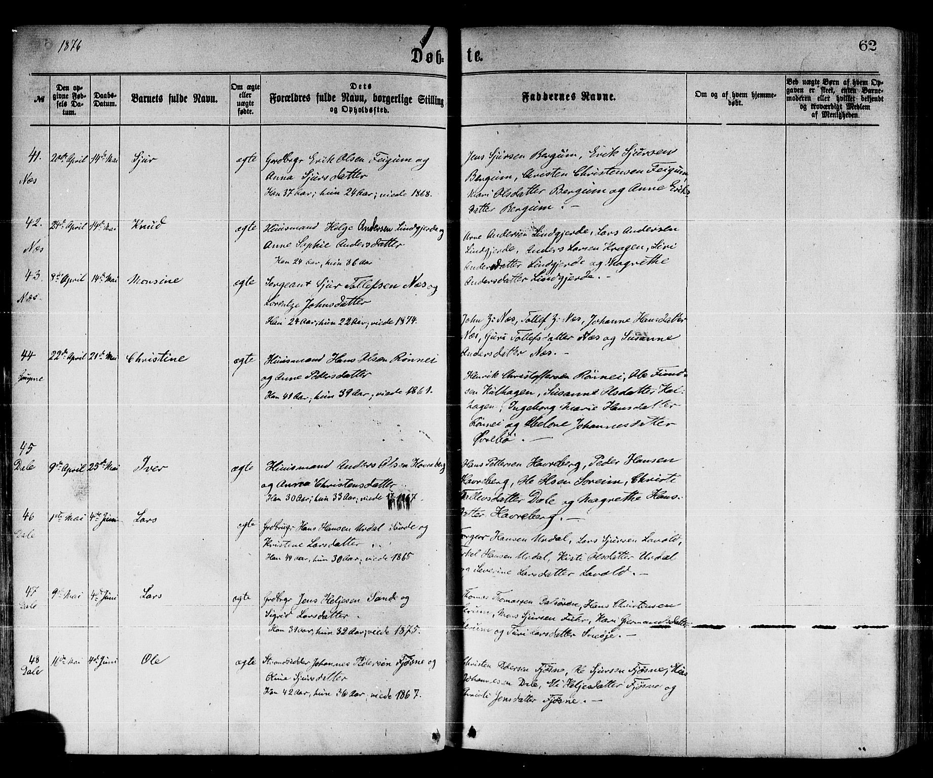 Luster sokneprestembete, SAB/A-81101/H/Haa/Haaa/L0010: Parish register (official) no. A 10, 1871-1886, p. 62