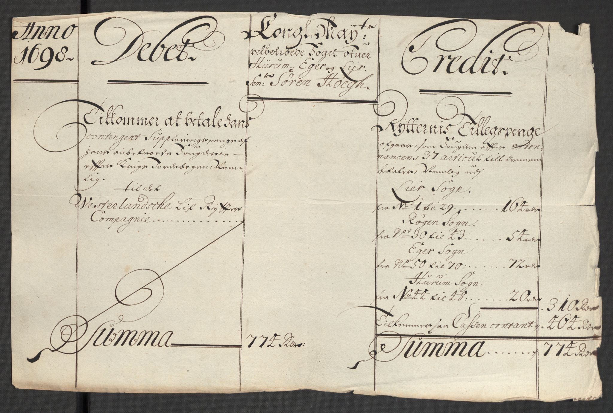 Rentekammeret inntil 1814, Reviderte regnskaper, Fogderegnskap, AV/RA-EA-4092/R30/L1696: Fogderegnskap Hurum, Røyken, Eiker og Lier, 1698-1699, p. 137