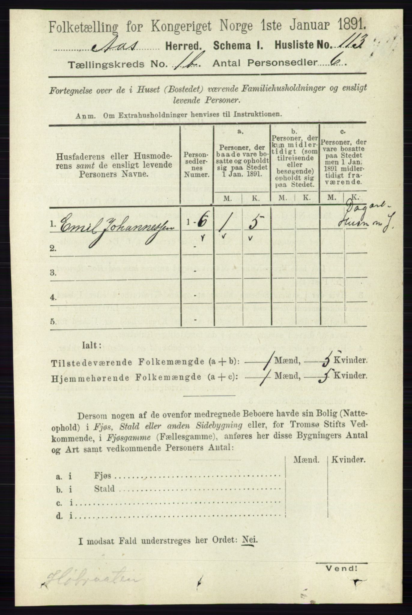 RA, 1891 census for 0214 Ås, 1891, p. 735