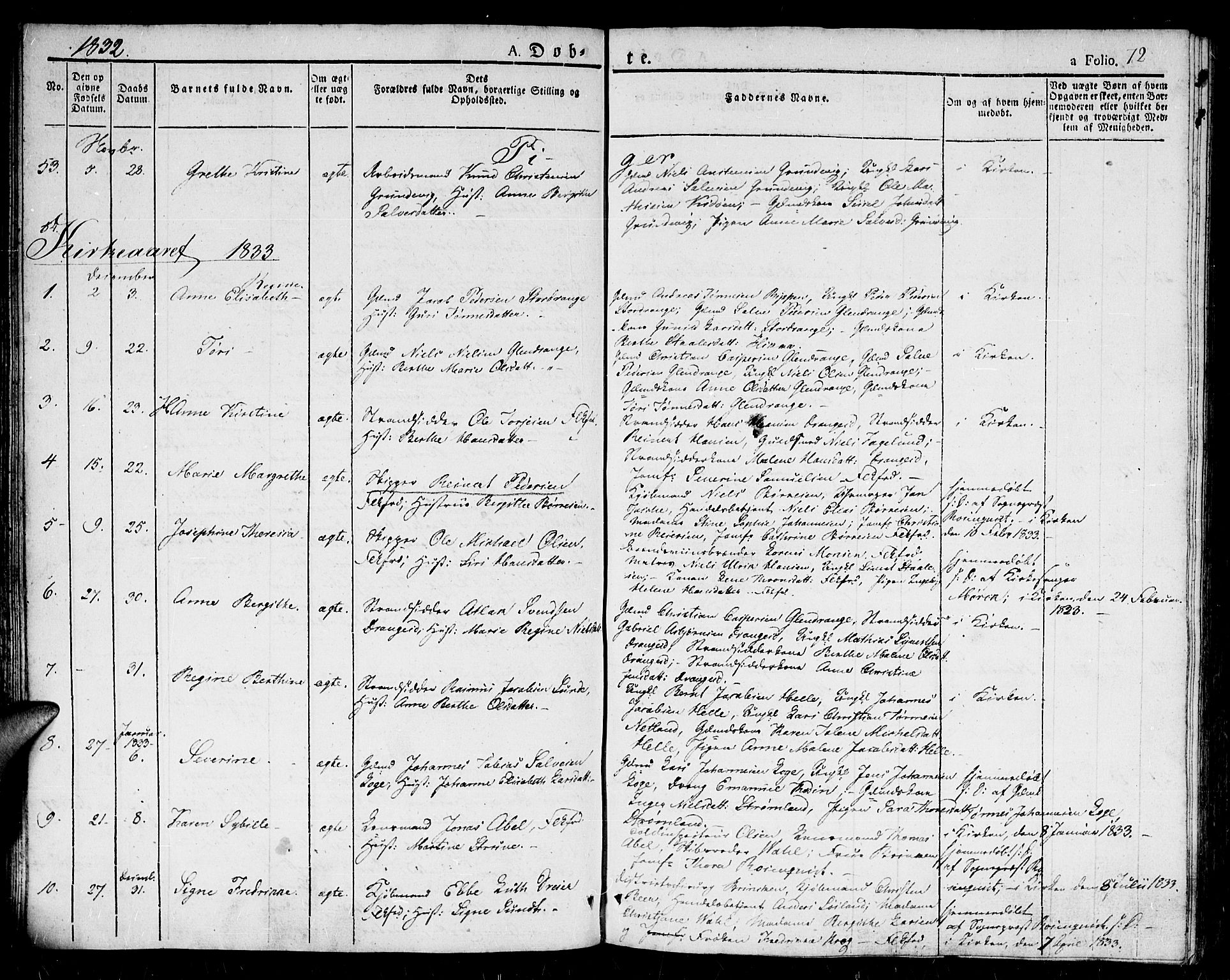Flekkefjord sokneprestkontor, SAK/1111-0012/F/Fb/Fbc/L0004: Parish register (copy) no. B 4, 1827-1846, p. 72