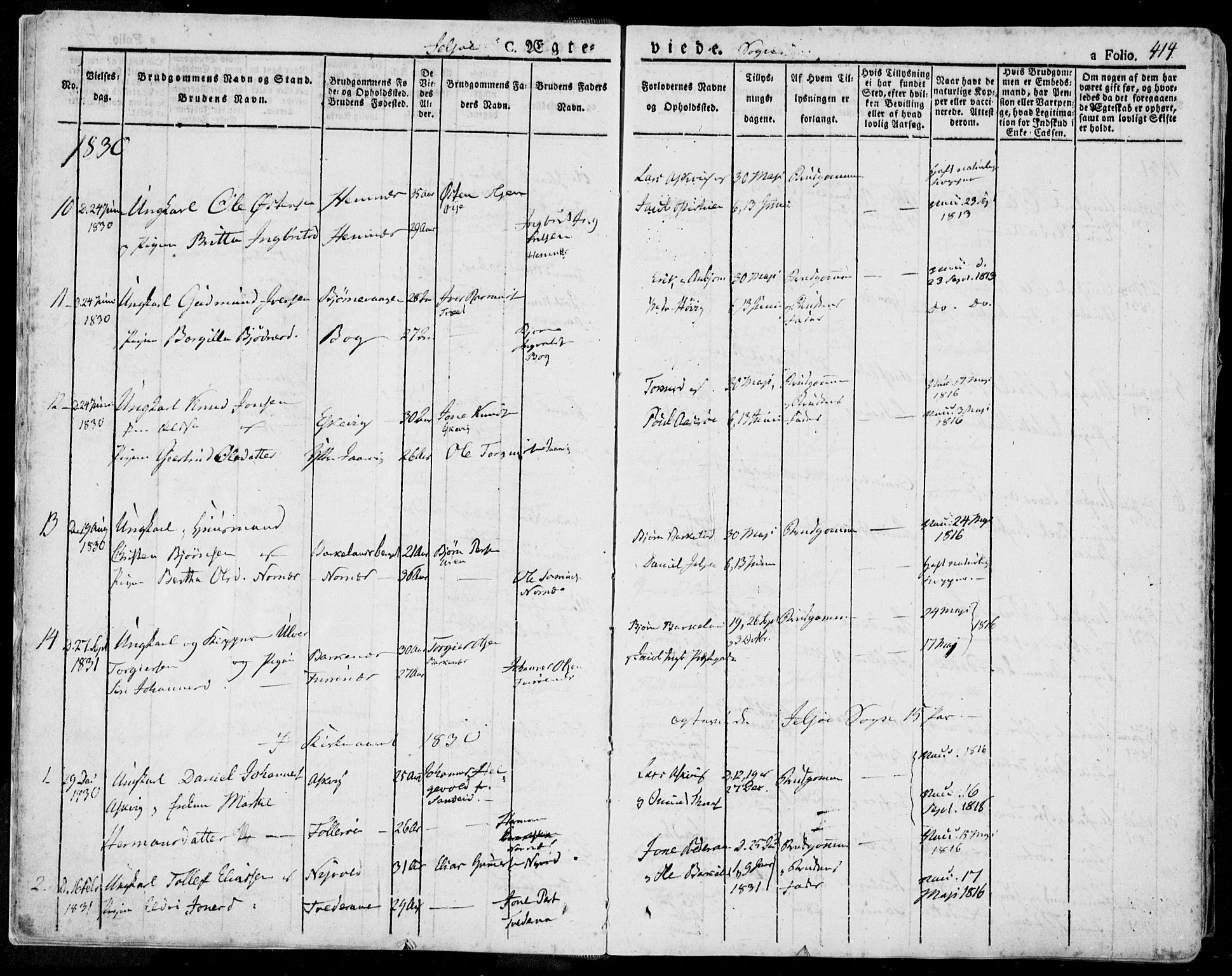 Jelsa sokneprestkontor, AV/SAST-A-101842/01/IV: Parish register (official) no. A 6.2, 1828-1853, p. 414