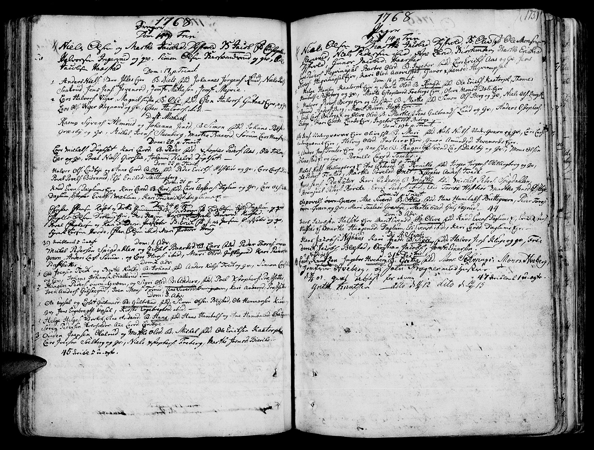 Vang prestekontor, Hedmark, SAH/PREST-008/H/Ha/Haa/L0003: Parish register (official) no. 3, 1734-1809, p. 173