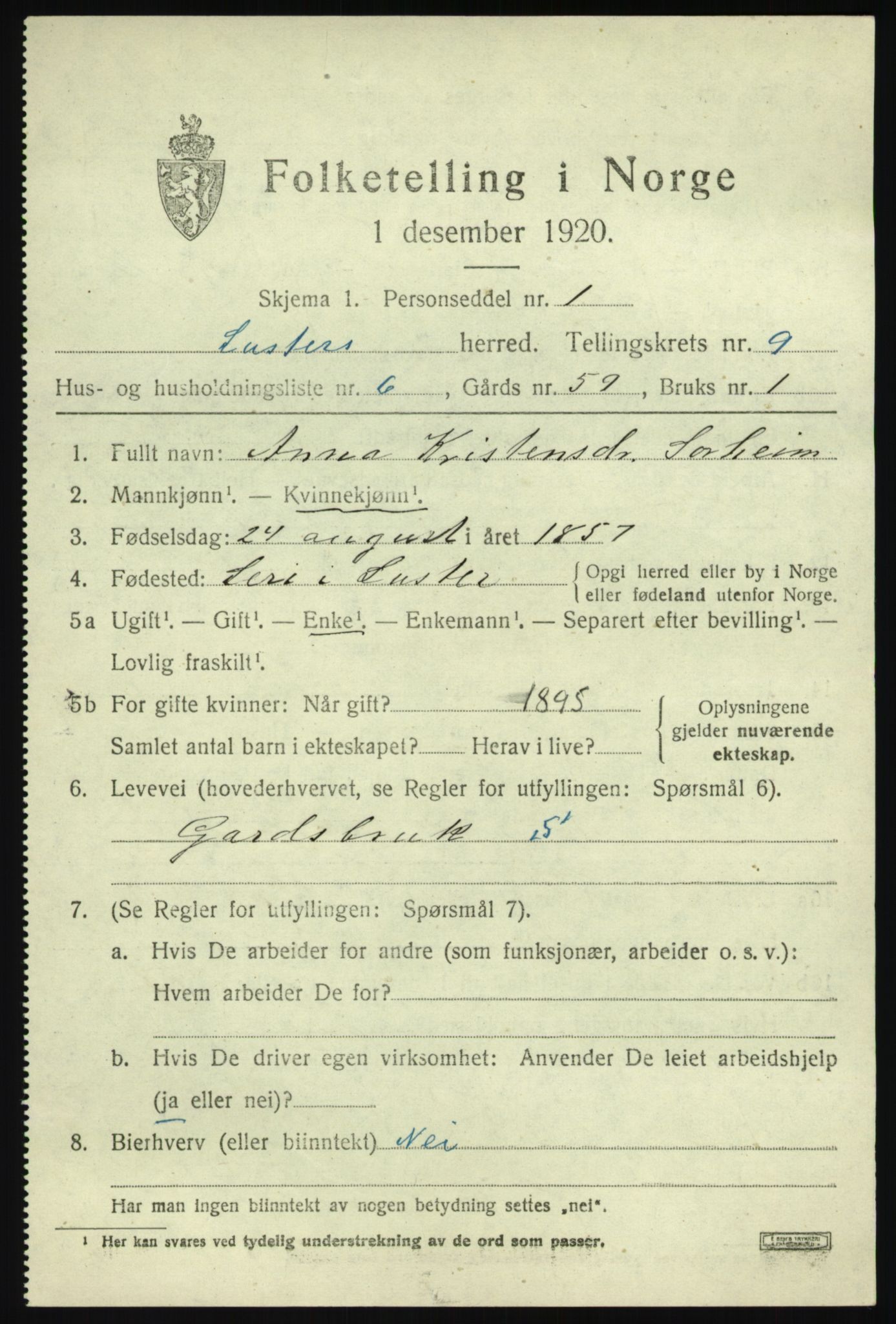 SAB, 1920 census for Luster, 1920, p. 5114