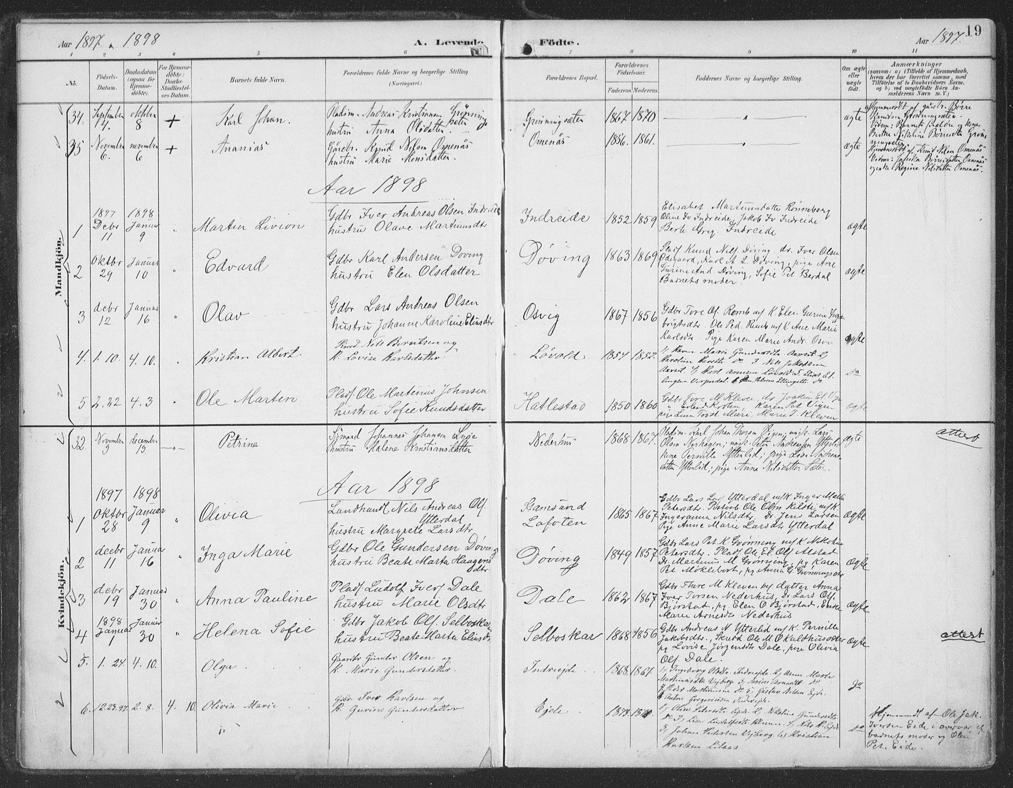 Ministerialprotokoller, klokkerbøker og fødselsregistre - Møre og Romsdal, AV/SAT-A-1454/519/L0256: Parish register (official) no. 519A15, 1895-1912, p. 19