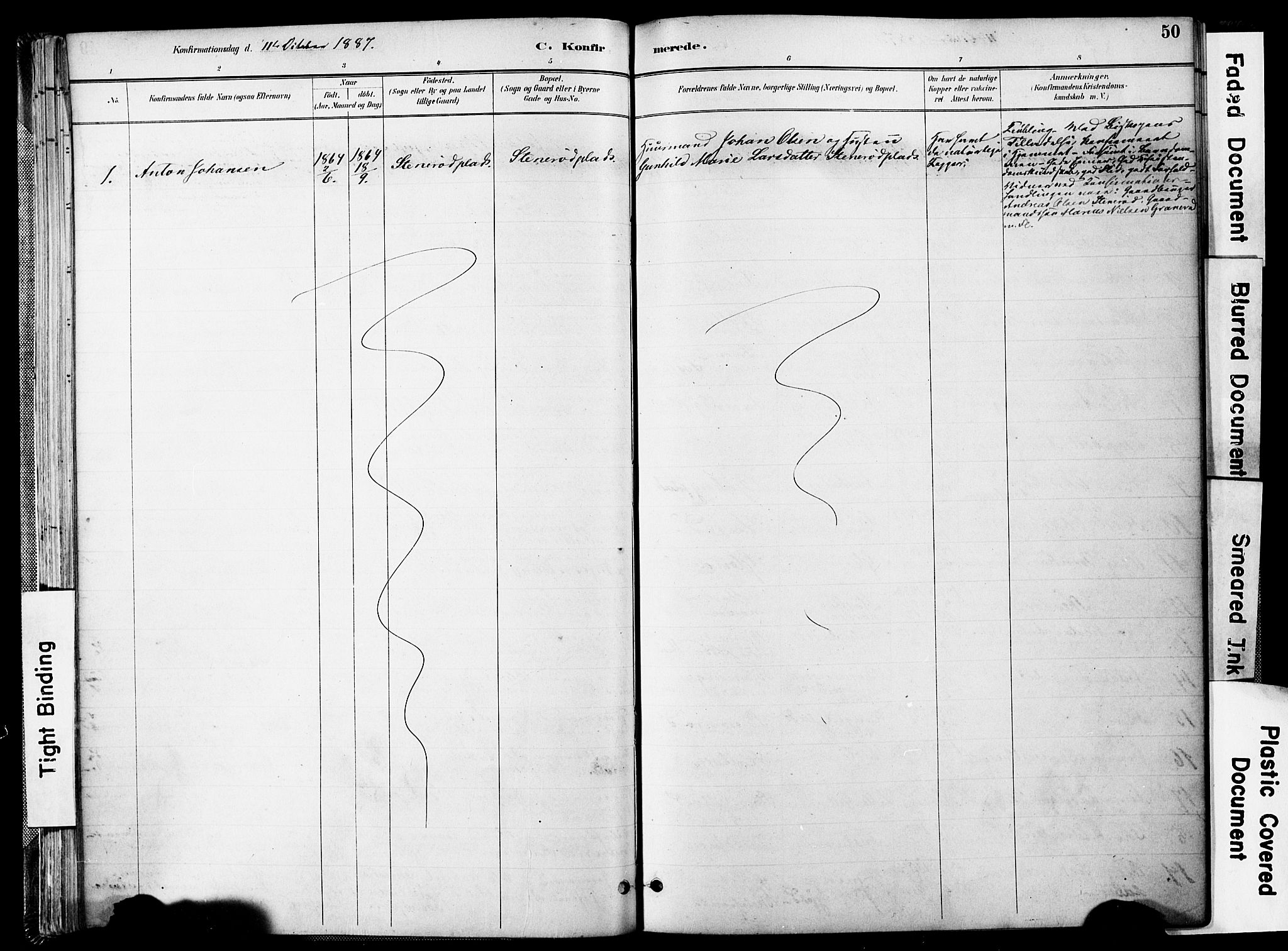 Spydeberg prestekontor Kirkebøker, AV/SAO-A-10924/F/Fa/L0008: Parish register (official) no. I 8, 1886-1900, p. 50