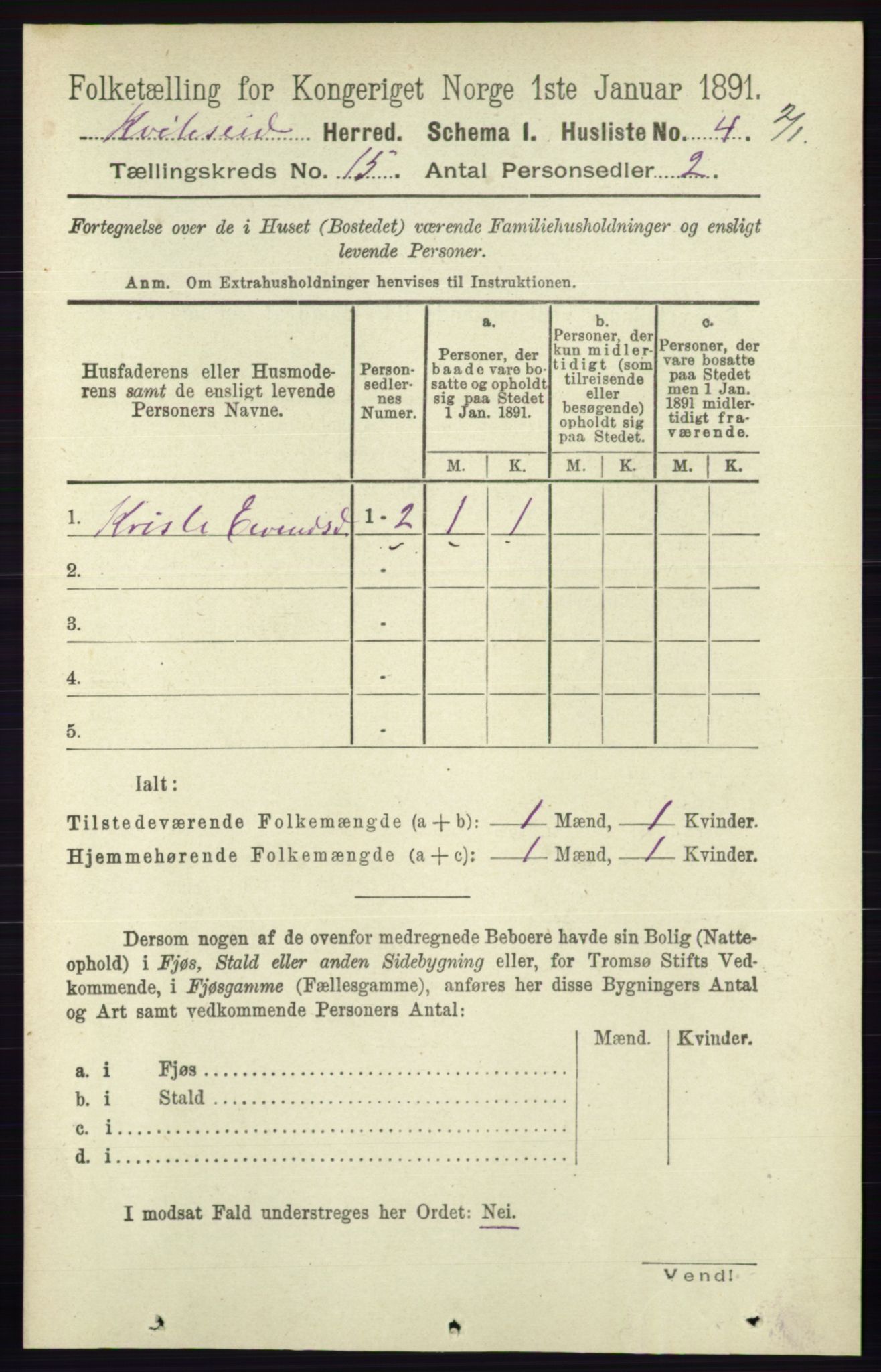 RA, 1891 census for 0829 Kviteseid, 1891, p. 3505
