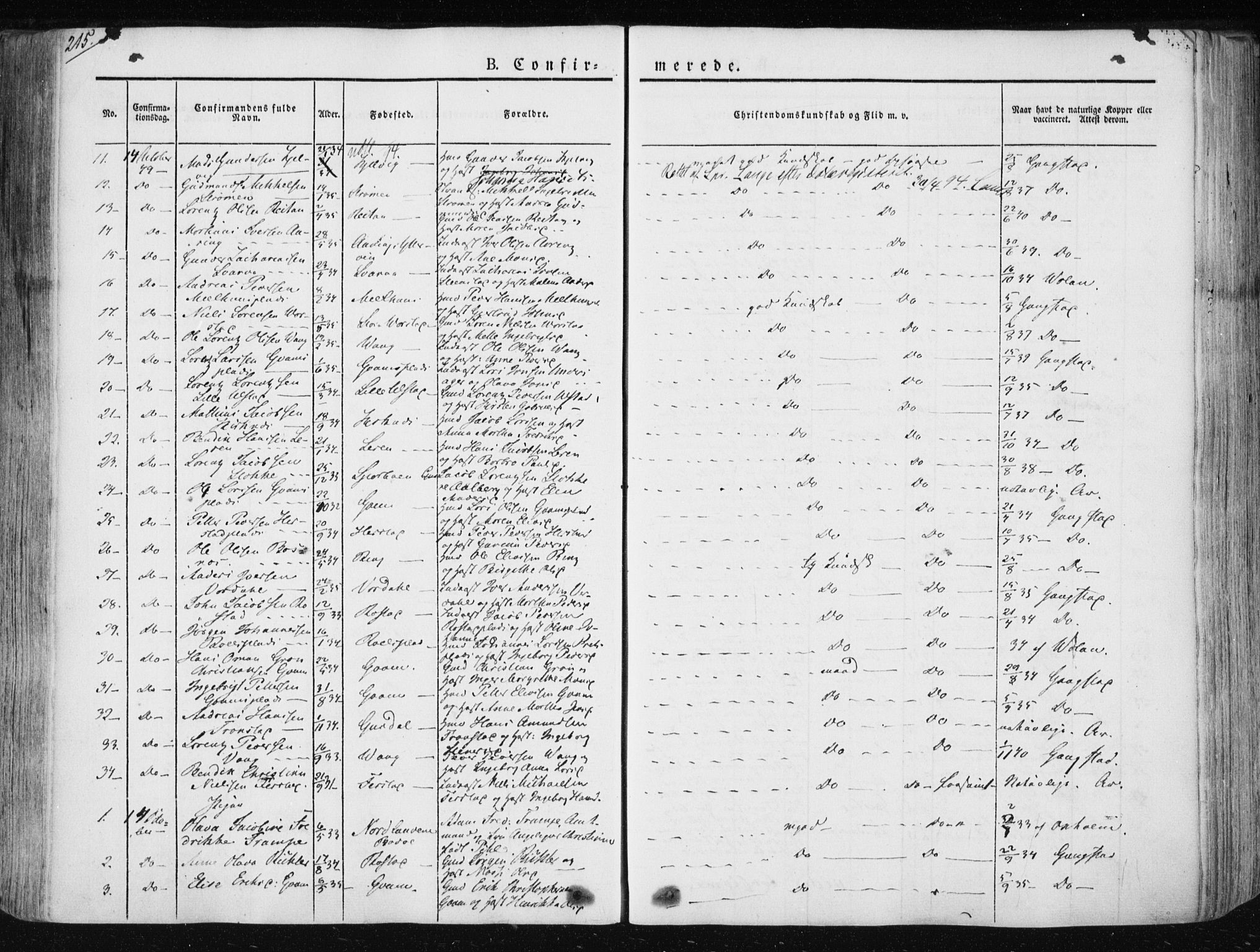 Ministerialprotokoller, klokkerbøker og fødselsregistre - Nord-Trøndelag, SAT/A-1458/730/L0280: Parish register (official) no. 730A07 /1, 1840-1854, p. 215