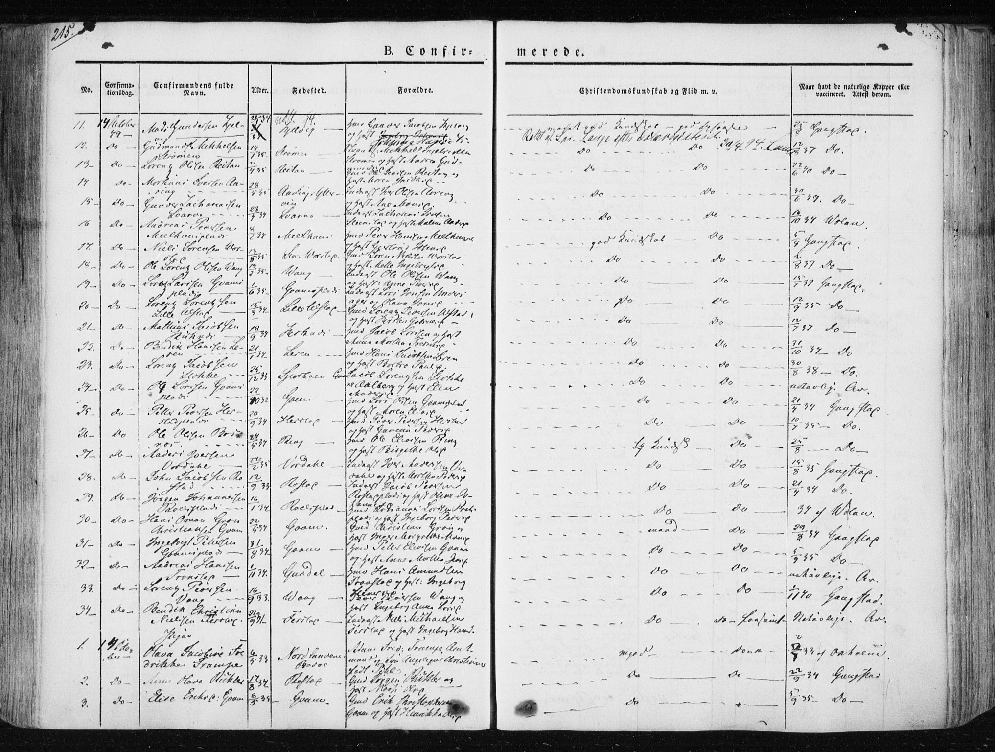 Ministerialprotokoller, klokkerbøker og fødselsregistre - Nord-Trøndelag, AV/SAT-A-1458/730/L0280: Parish register (official) no. 730A07 /1, 1840-1854, p. 215