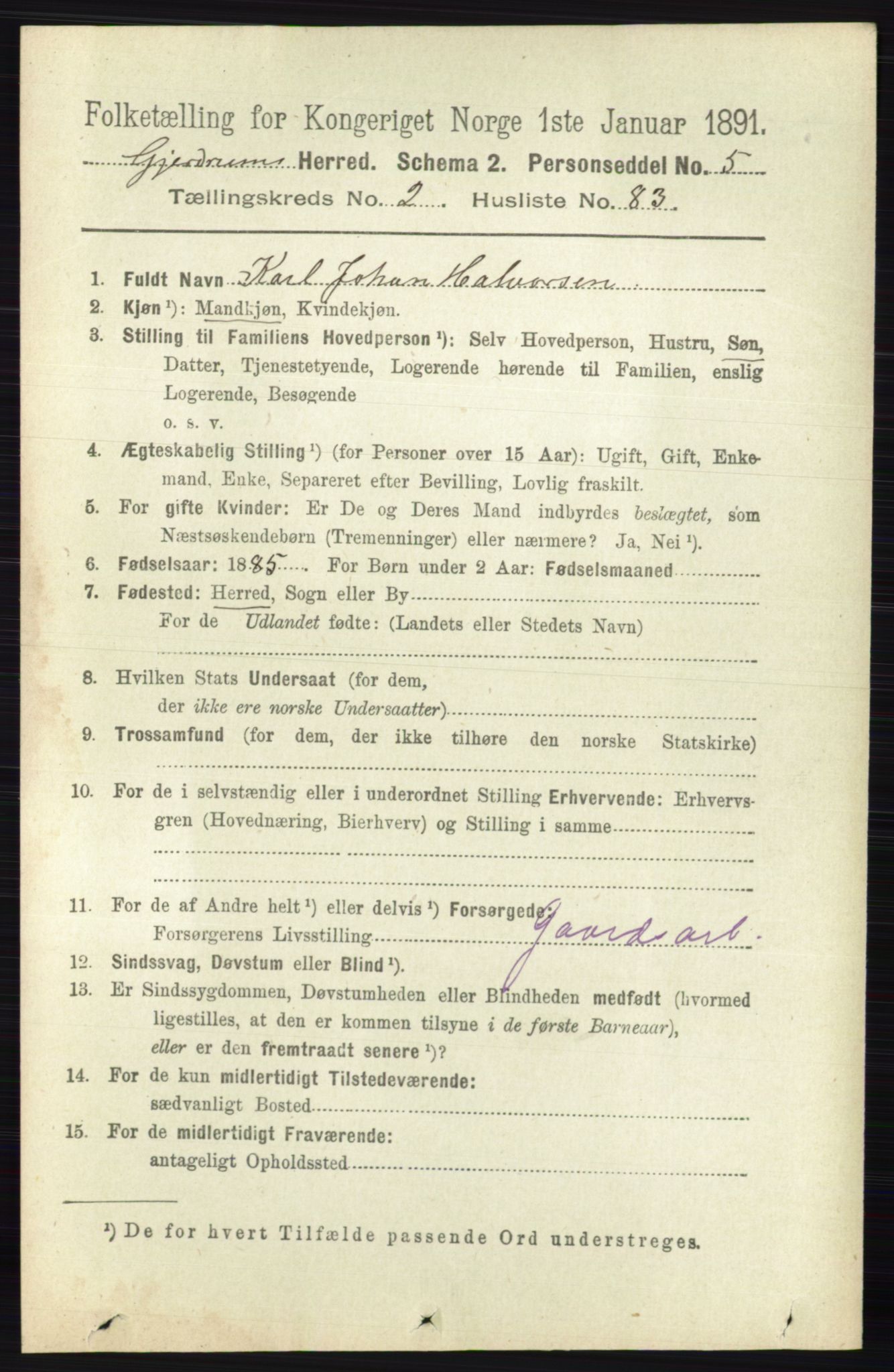 RA, 1891 census for 0234 Gjerdrum, 1891, p. 1063