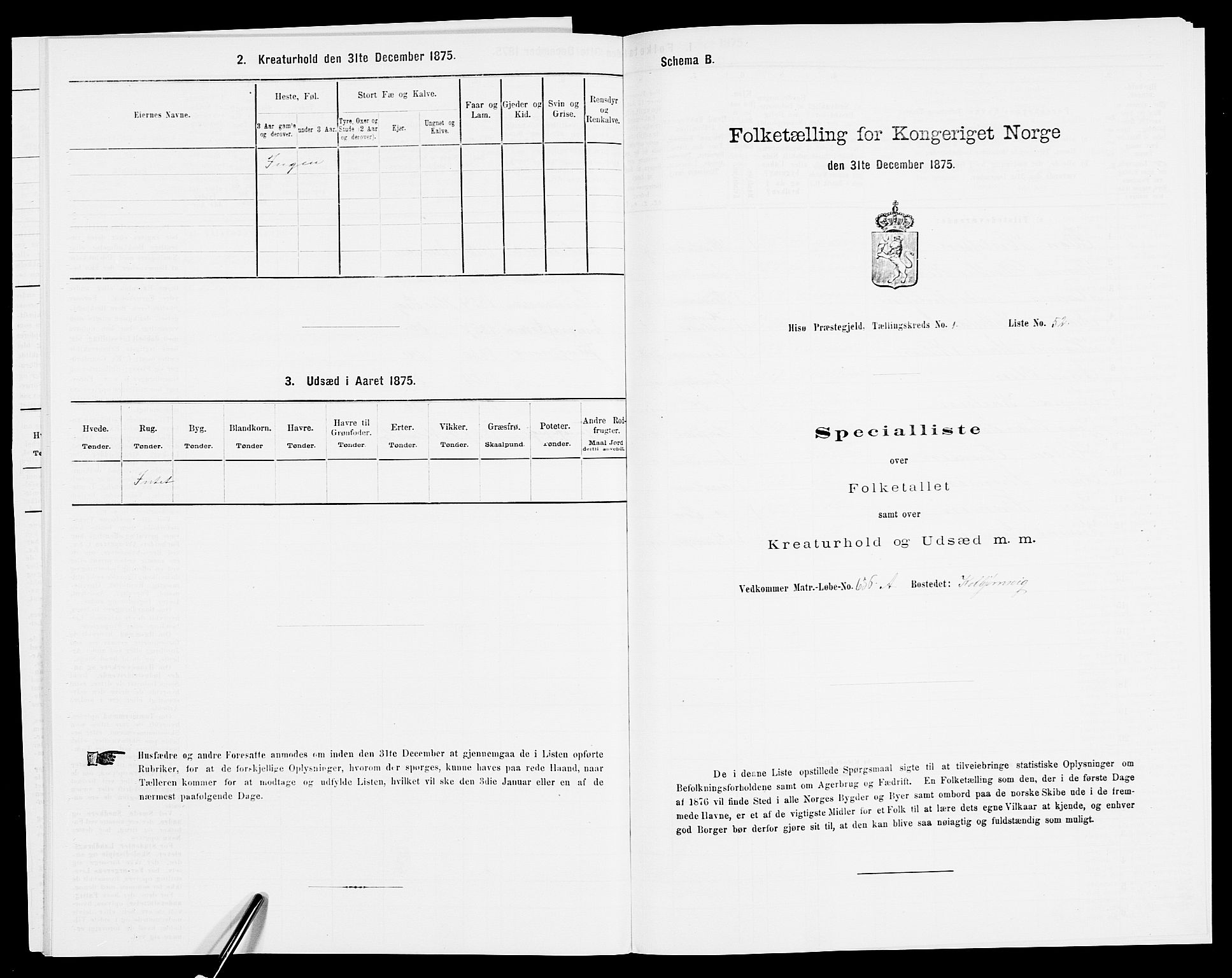 SAK, 1875 census for 0922P Hisøy, 1875, p. 148