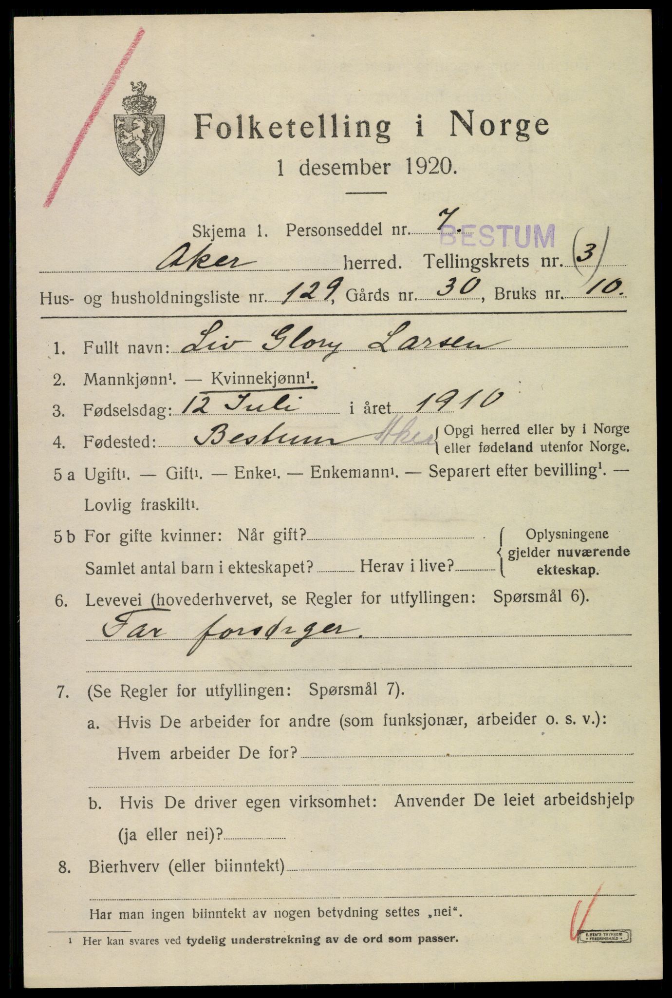 SAO, 1920 census for Aker, 1920, p. 26408