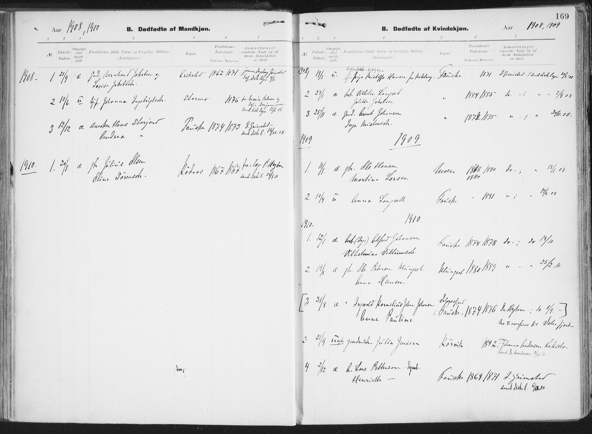 Ministerialprotokoller, klokkerbøker og fødselsregistre - Nordland, SAT/A-1459/849/L0696: Parish register (official) no. 849A08, 1898-1910, p. 169