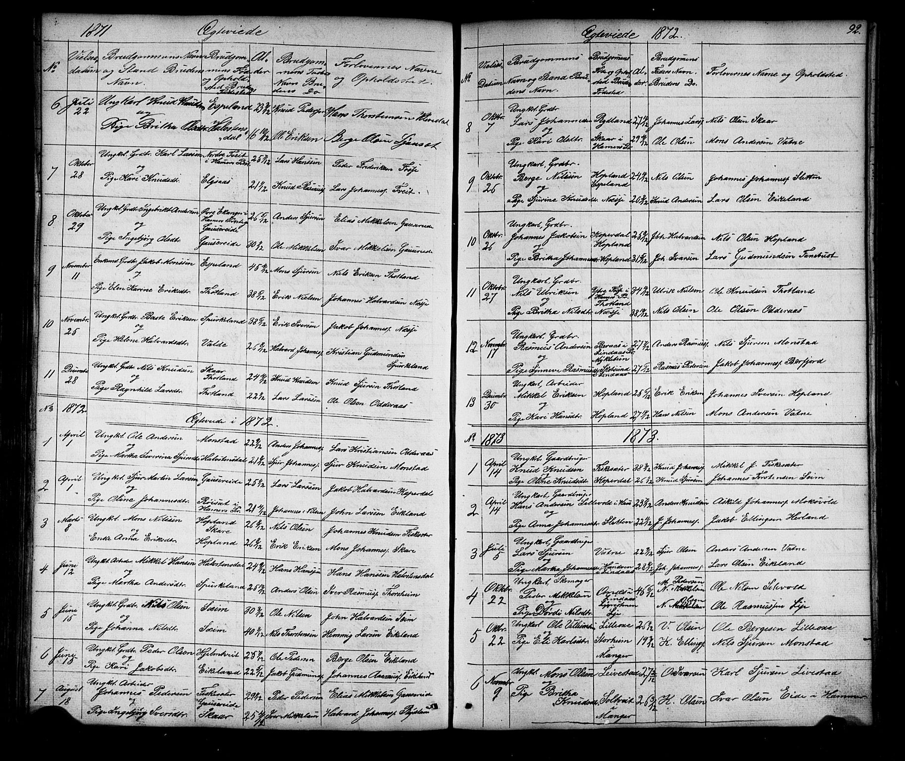 Alversund Sokneprestembete, SAB/A-73901/H/Ha/Hab: Parish register (copy) no. D 2, 1851-1889, p. 92