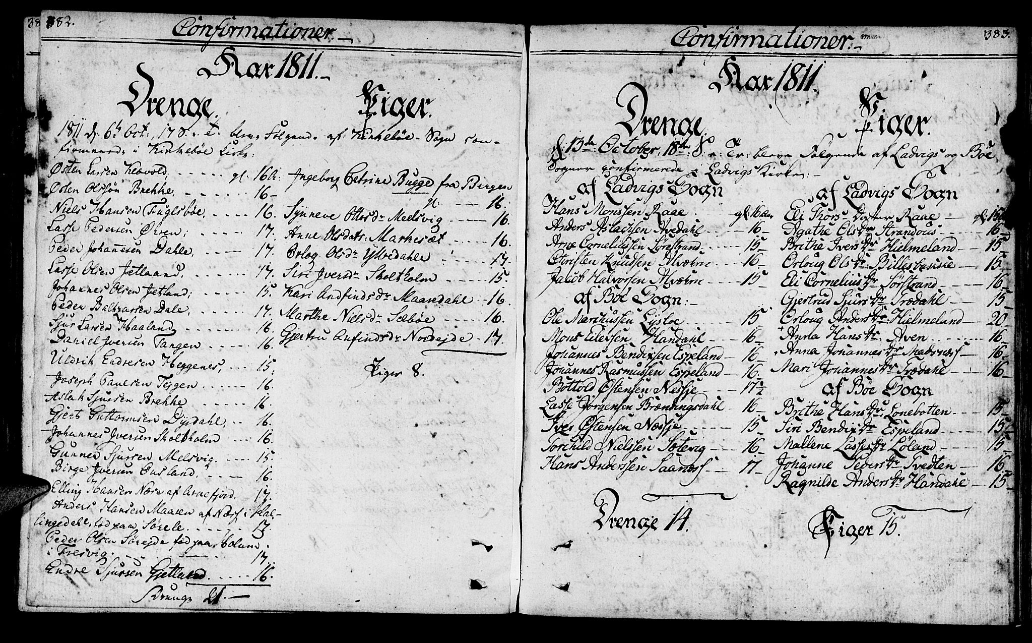 Lavik sokneprestembete, SAB/A-80901: Parish register (official) no. A 1, 1809-1822, p. 382-383