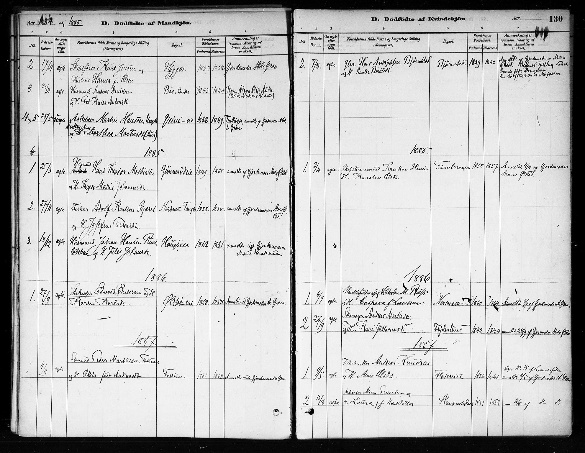 Røyken kirkebøker, AV/SAKO-A-241/F/Fa/L0008: Parish register (official) no. 8, 1880-1897, p. 130