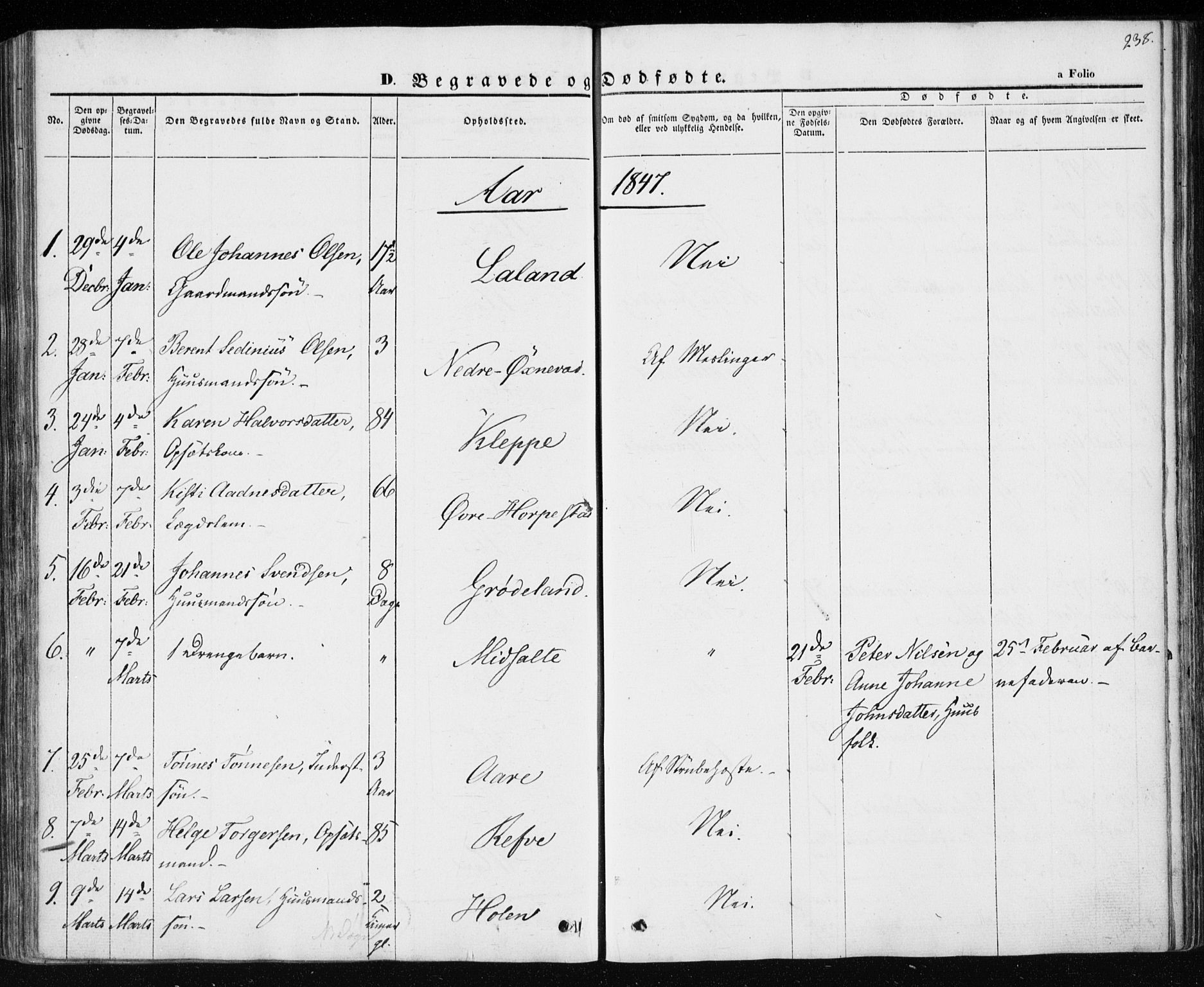 Klepp sokneprestkontor, SAST/A-101803/001/3/30BA/L0004: Parish register (official) no. A 4, 1842-1852, p. 238