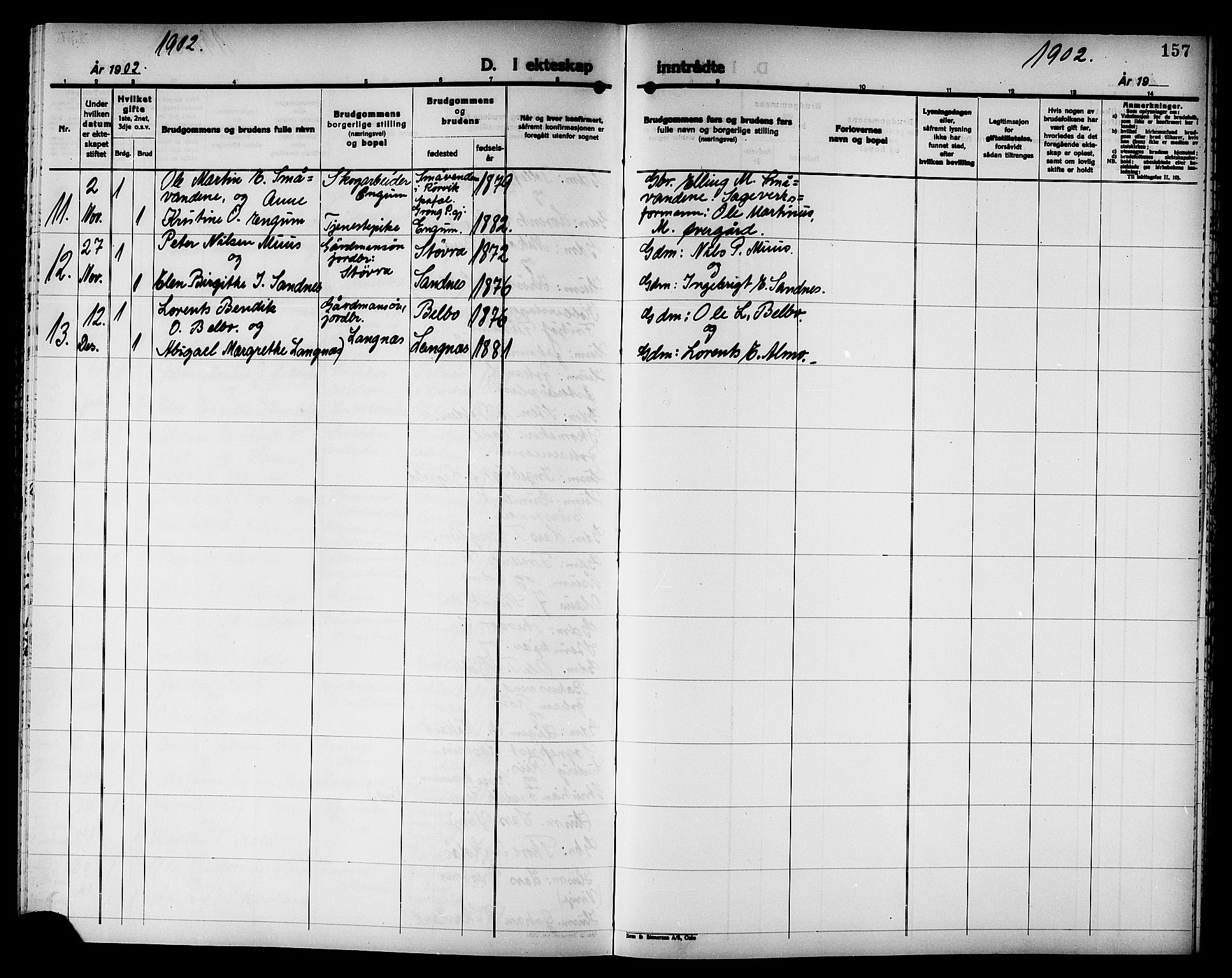 Ministerialprotokoller, klokkerbøker og fødselsregistre - Nord-Trøndelag, AV/SAT-A-1458/749/L0487: Parish register (official) no. 749D03, 1887-1902, p. 157