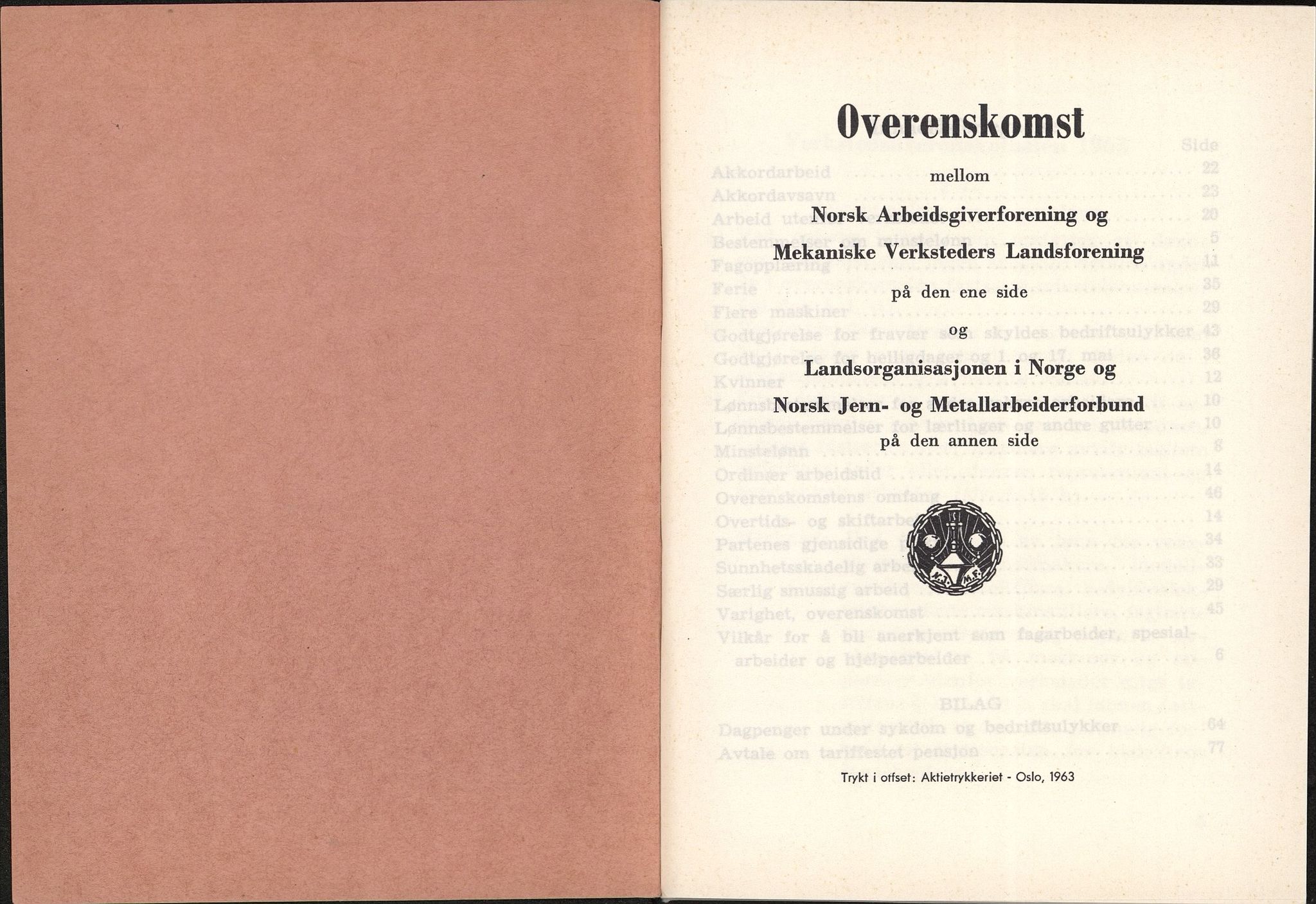 Norsk jern- og metallarbeiderforbund, AAB/ARK-1659/O/L0001/0030: Verkstedsoverenskomsten / Verkstedsoverenskomsten, 1963