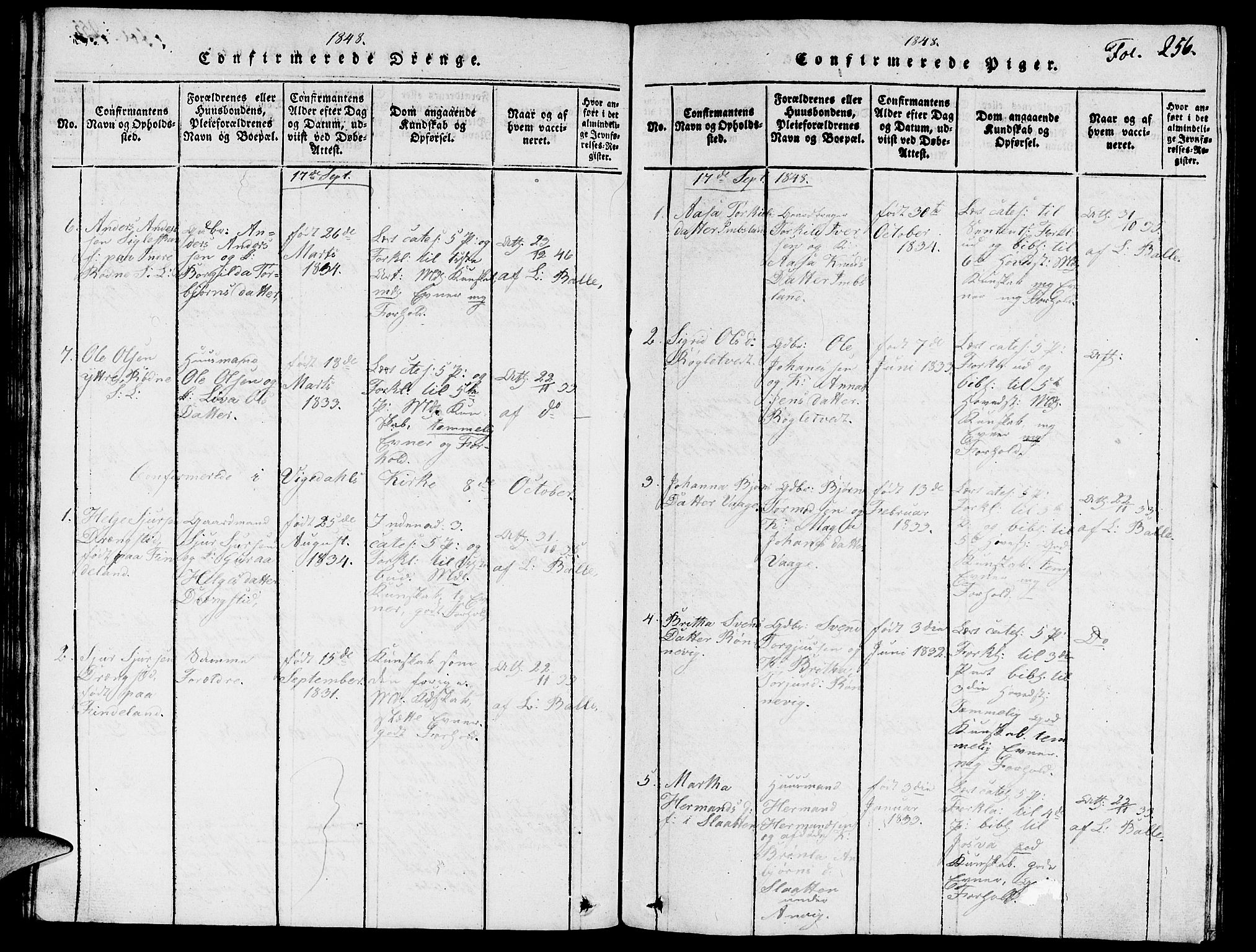 Vikedal sokneprestkontor, SAST/A-101840/01/V: Parish register (copy) no. B 3, 1816-1867, p. 256