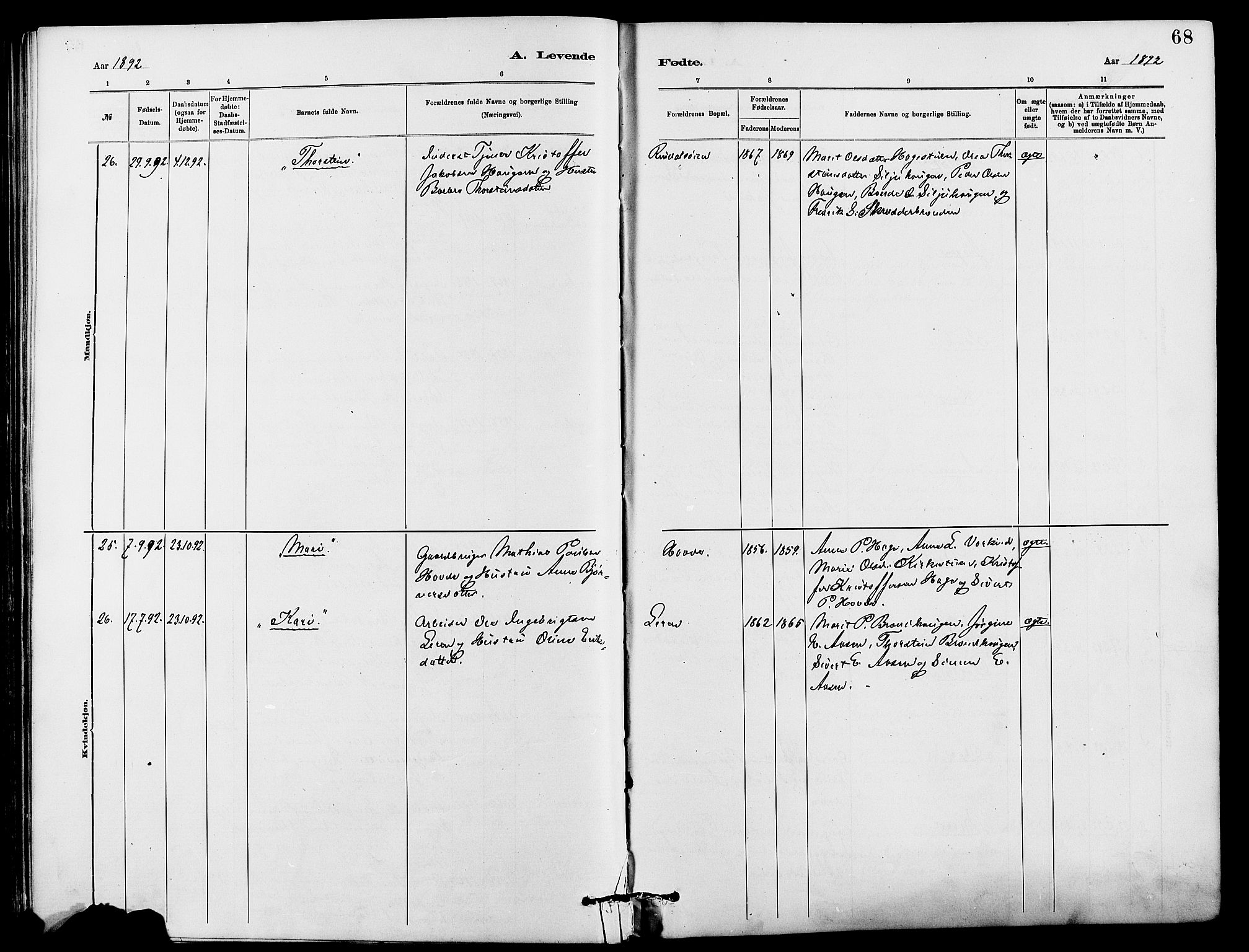 Dovre prestekontor, SAH/PREST-066/H/Ha/Hab/L0002: Parish register (copy) no. 2, 1881-1907, p. 68