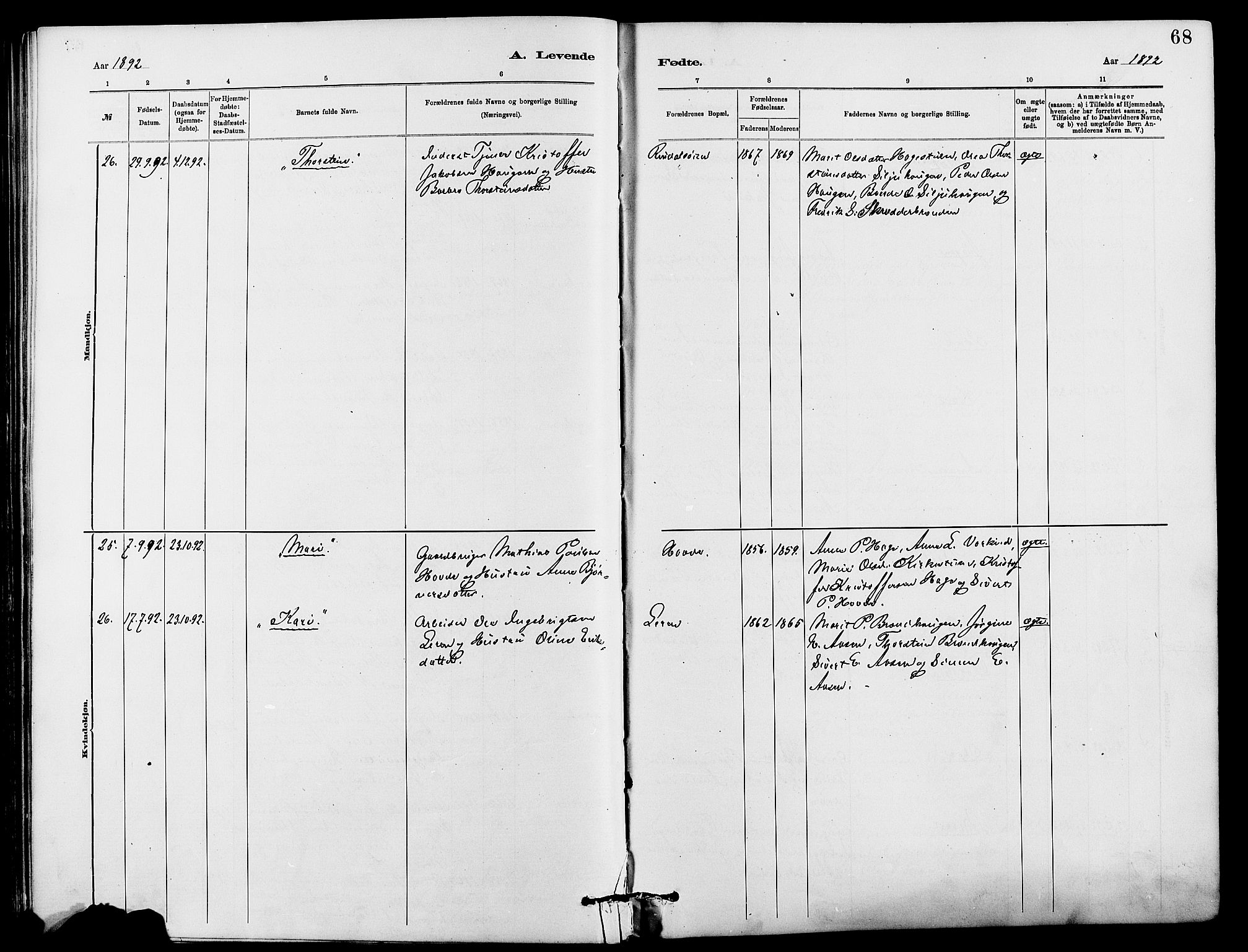 Dovre prestekontor, AV/SAH-PREST-066/H/Ha/Hab/L0002: Parish register (copy) no. 2, 1881-1907, p. 68