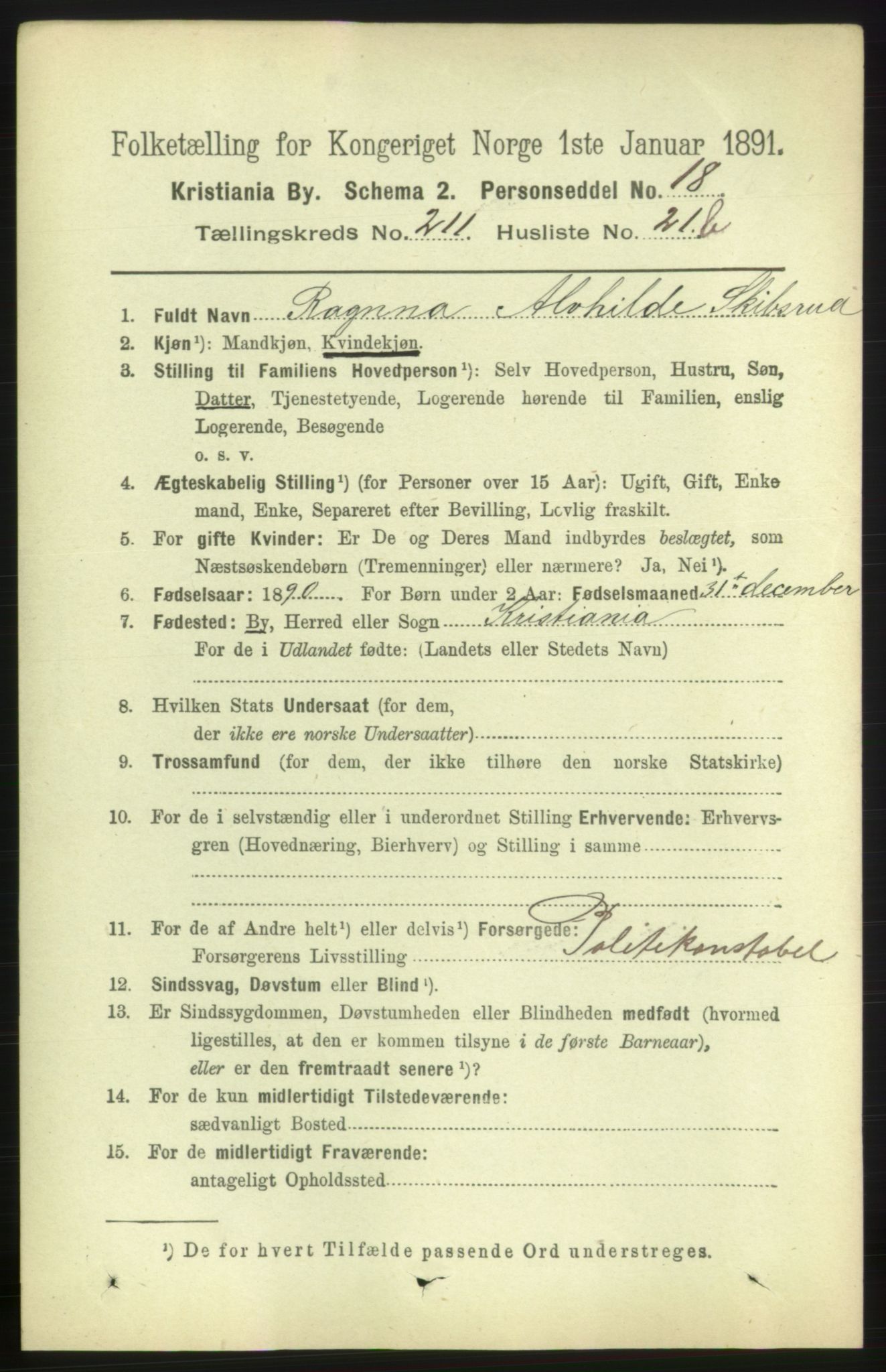 RA, 1891 census for 0301 Kristiania, 1891, p. 126404