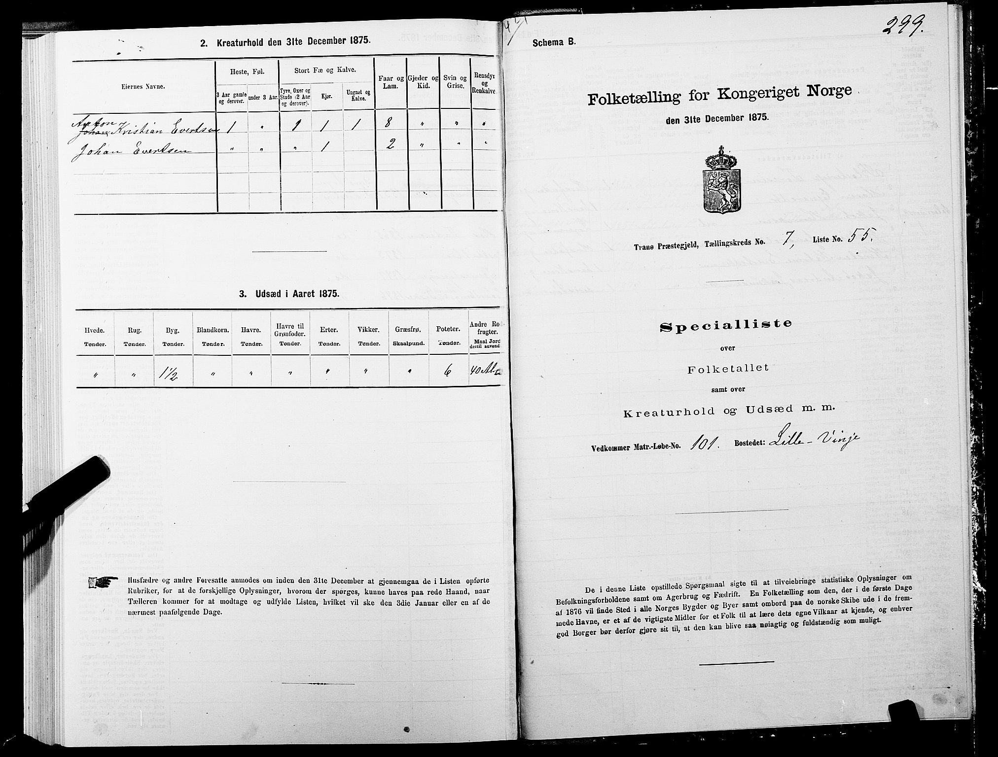 SATØ, 1875 census for 1927P Tranøy, 1875, p. 3299