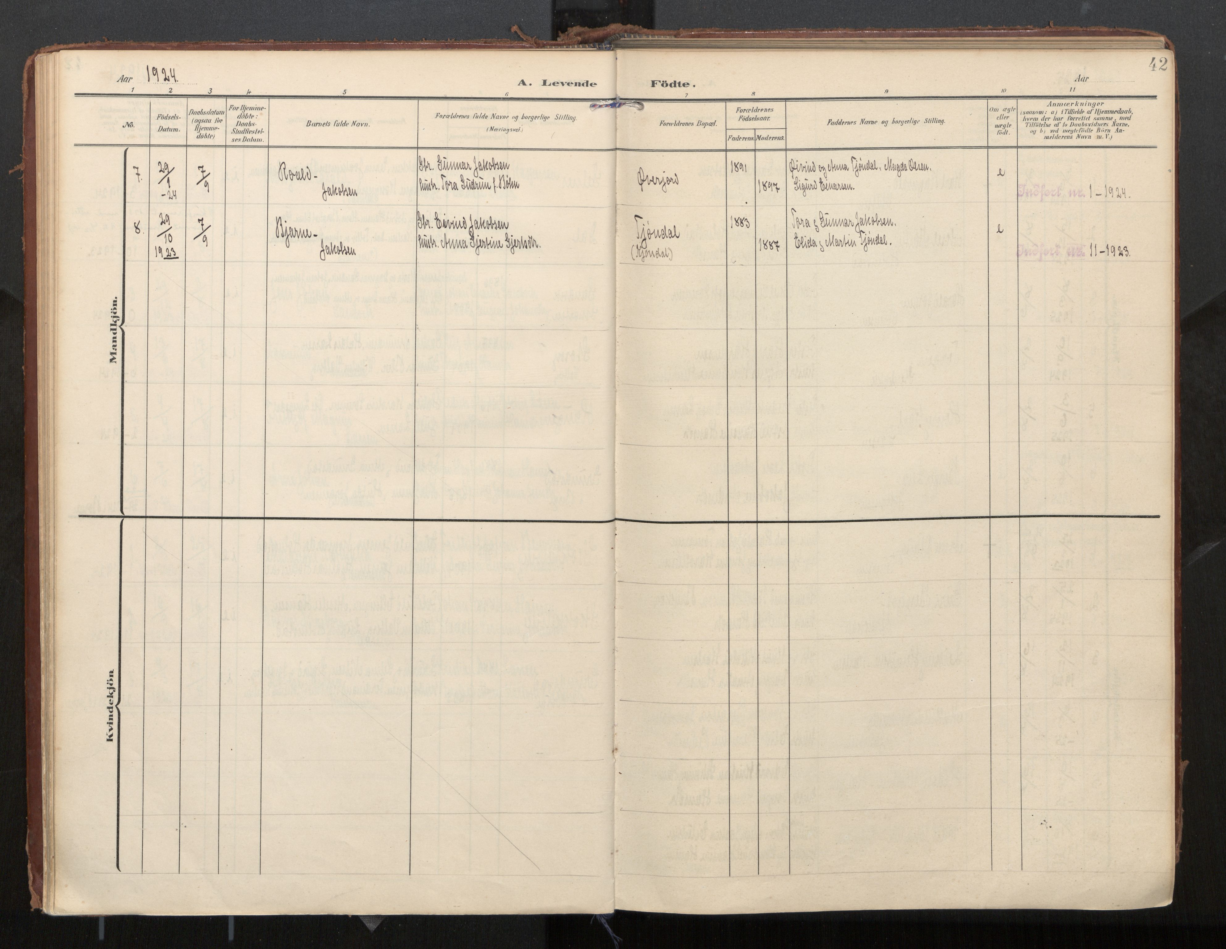 Ministerialprotokoller, klokkerbøker og fødselsregistre - Nordland, AV/SAT-A-1459/884/L1194: Parish register (official) no. 884A02, 1906-1937, p. 42