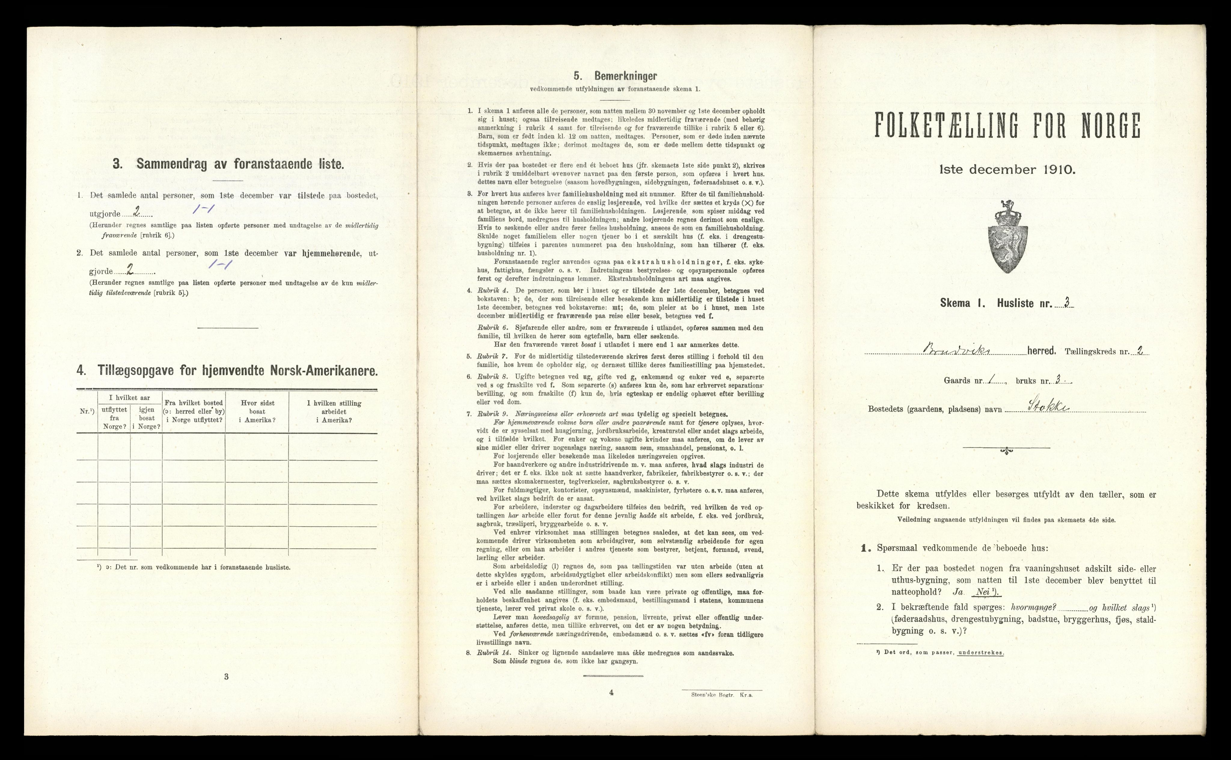 RA, 1910 census for Bruvik, 1910, p. 96