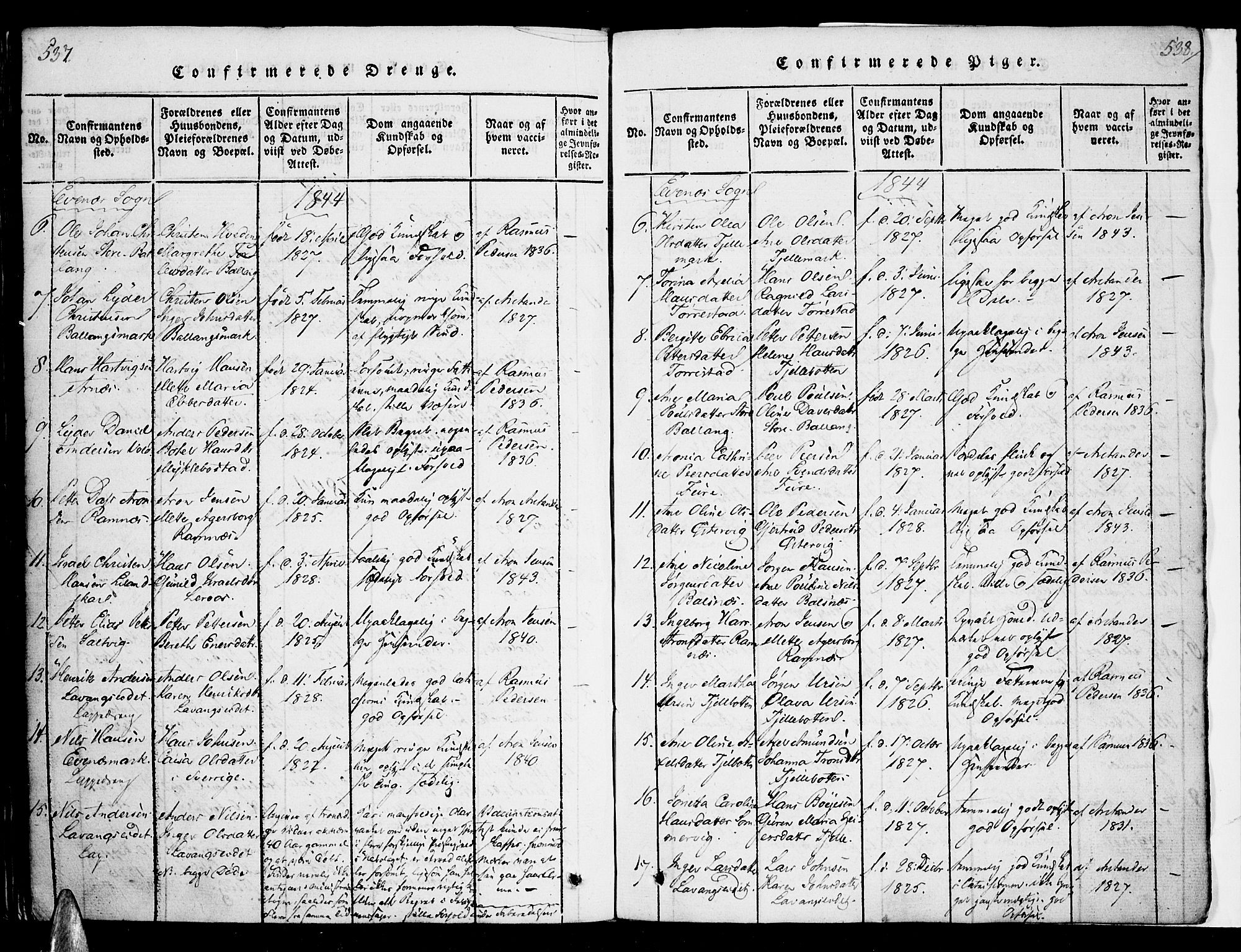 Ministerialprotokoller, klokkerbøker og fødselsregistre - Nordland, AV/SAT-A-1459/863/L0894: Parish register (official) no. 863A06, 1821-1851, p. 537-538