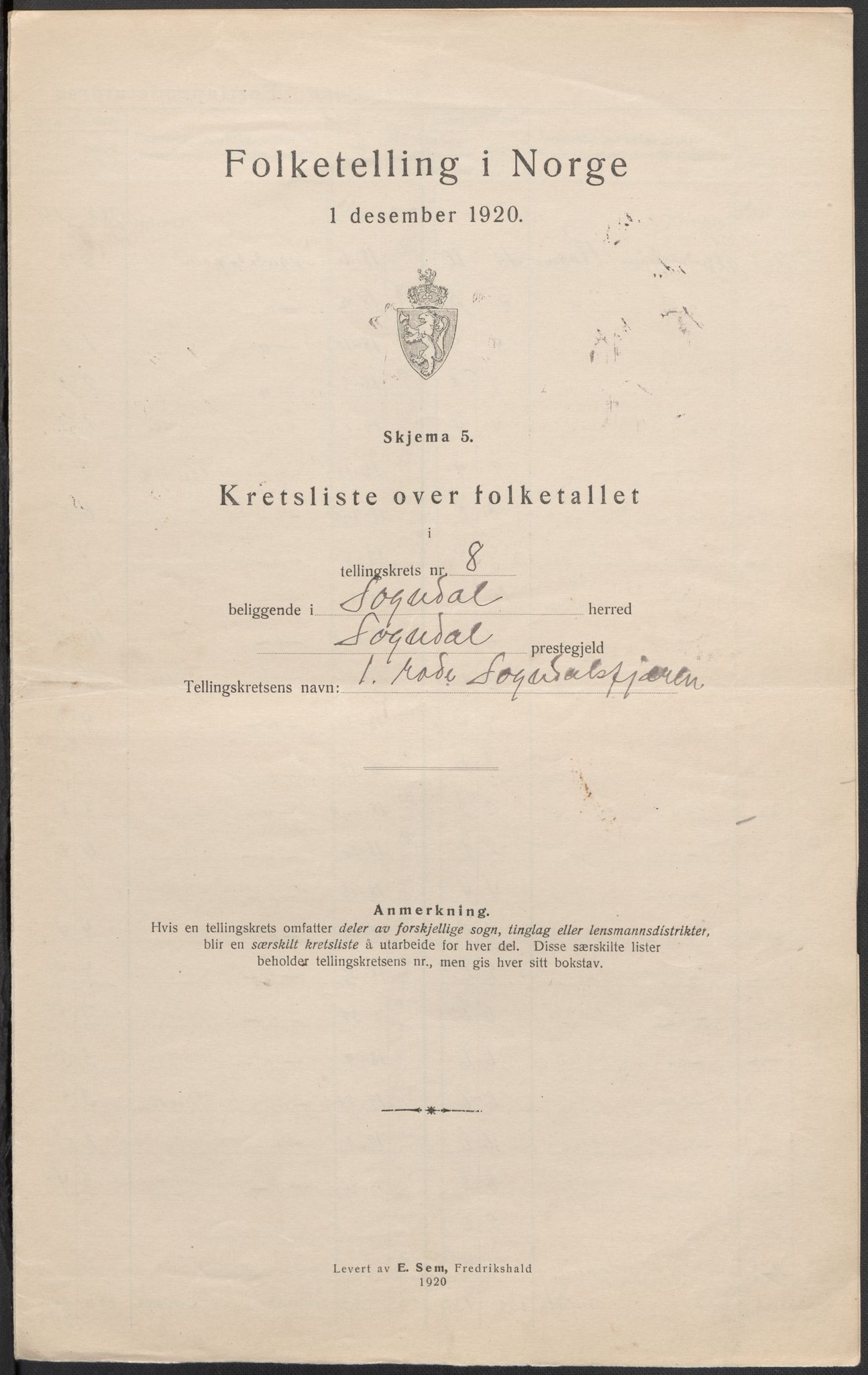 SAB, 1920 census for Sogndal, 1920, p. 26