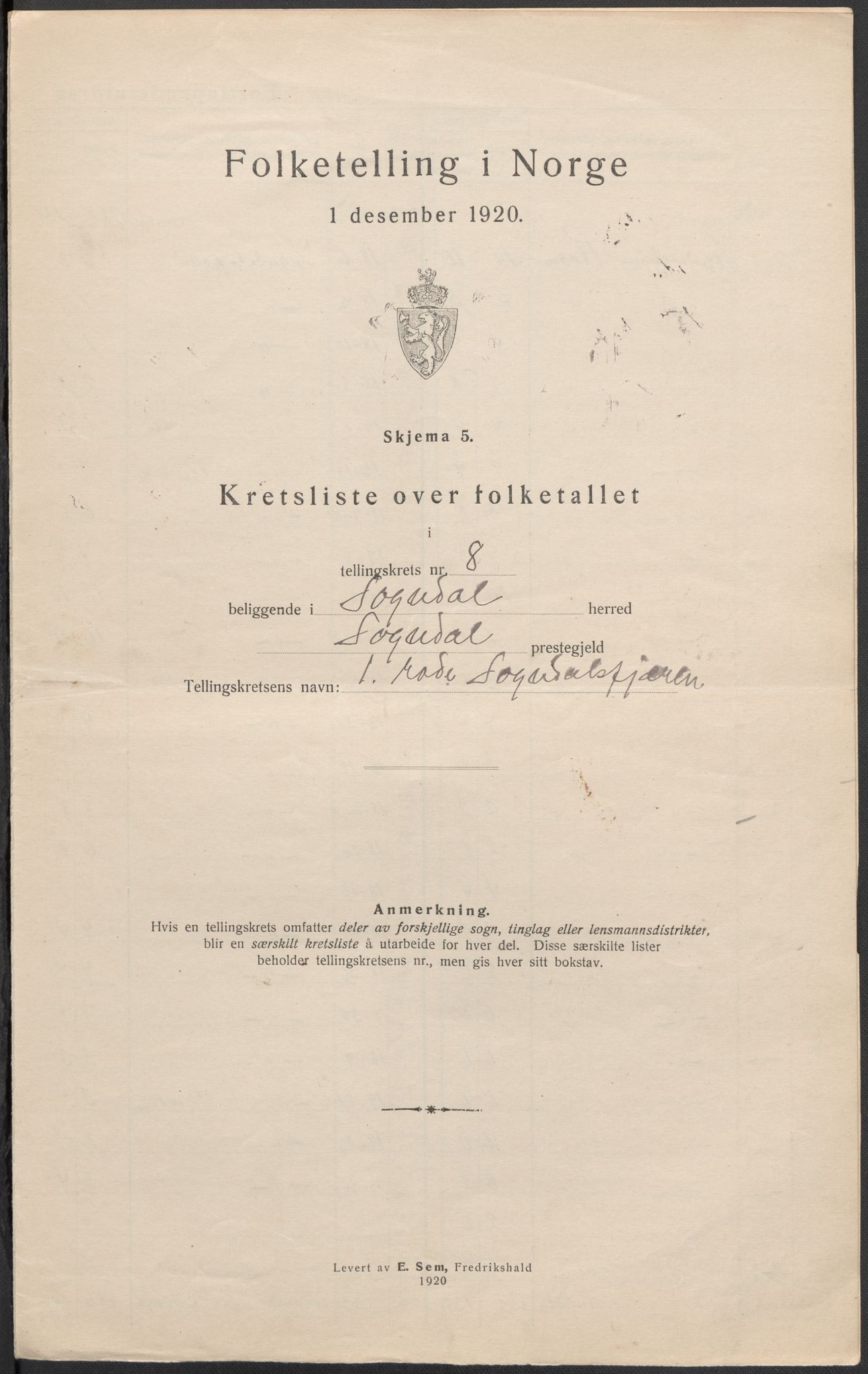 SAB, 1920 census for Sogndal, 1920, p. 26